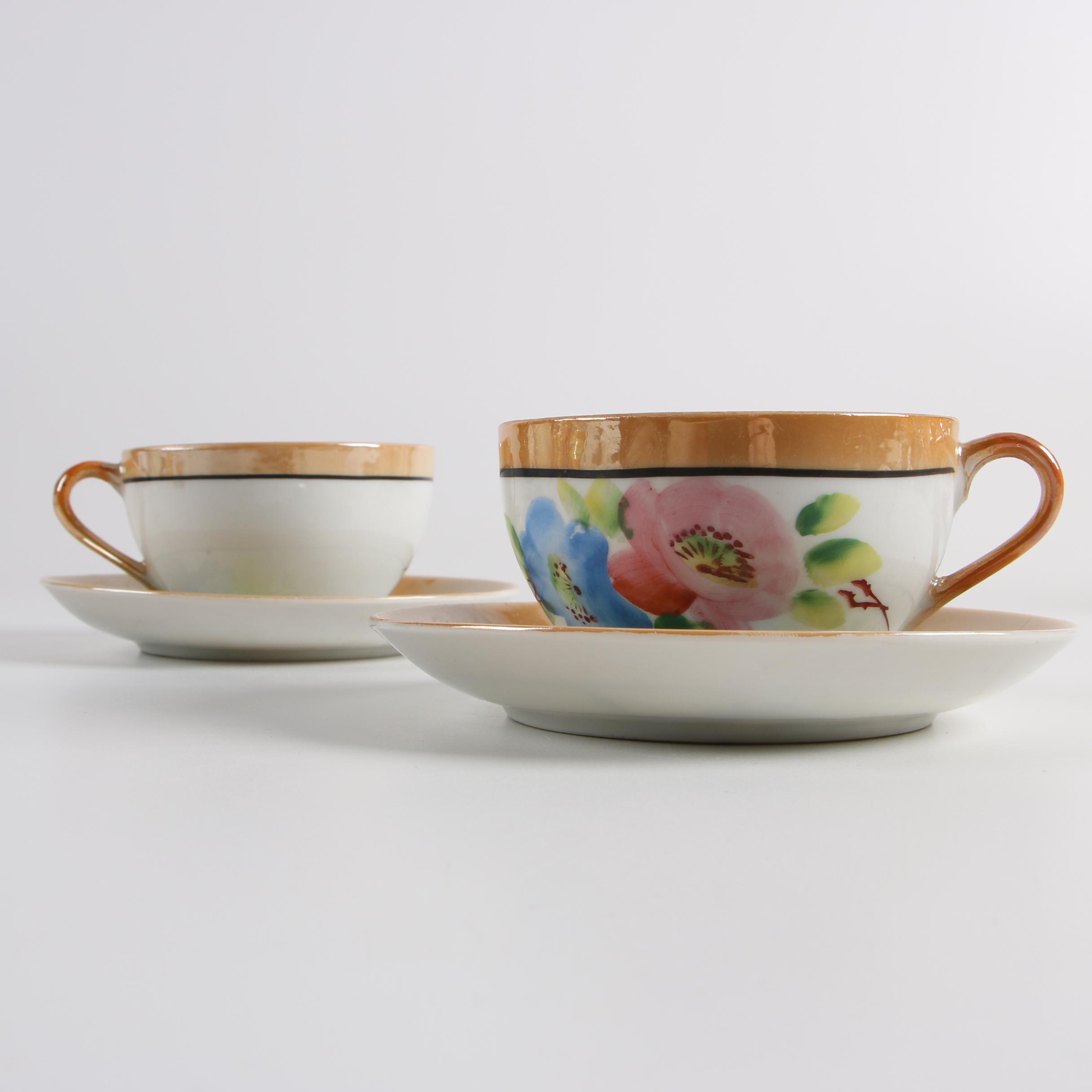 Mid-Century Japanese Lusterware Porcelain Tea Service featuring Takito Company