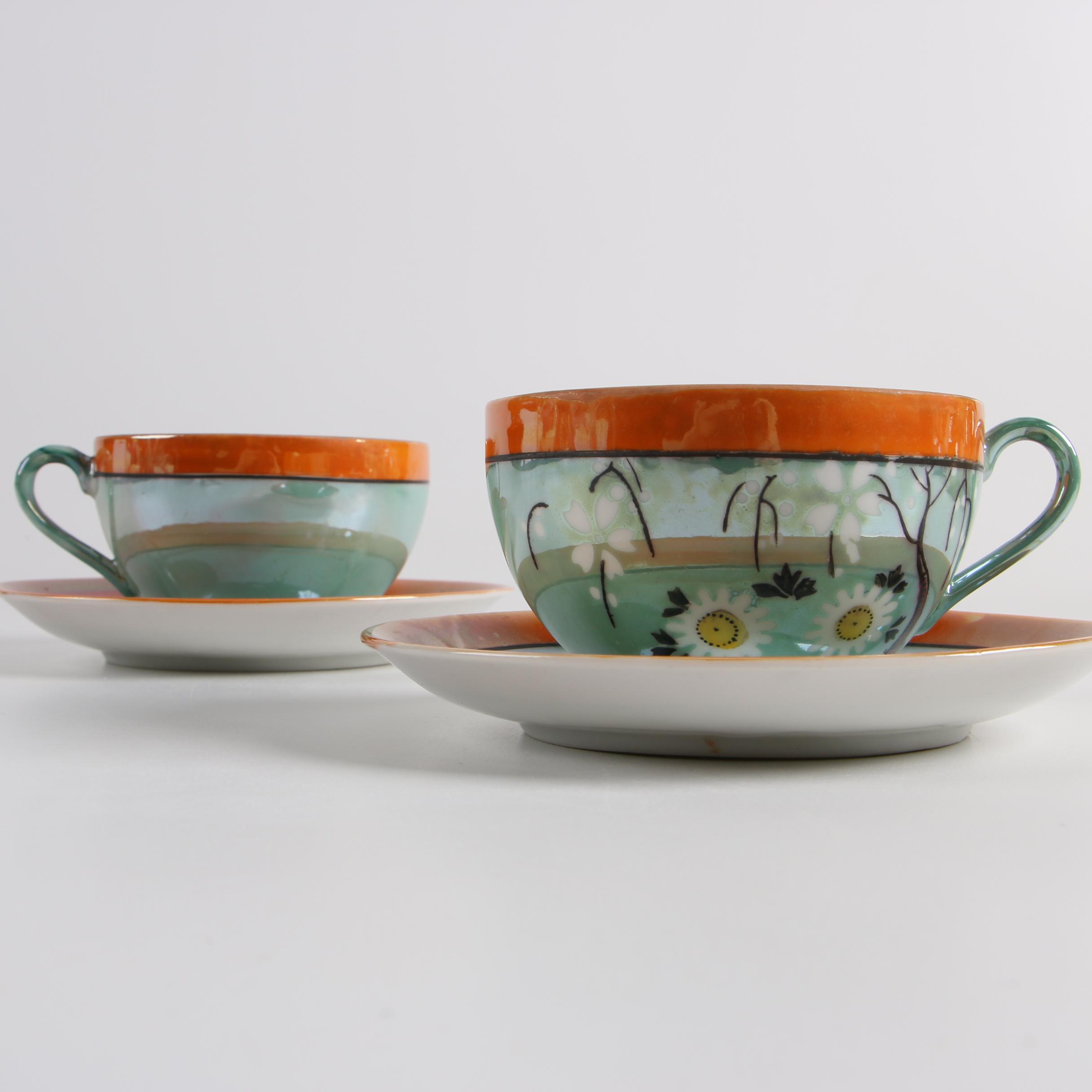 Mid-Century Japanese Lusterware Porcelain Tea Service featuring Takito Company