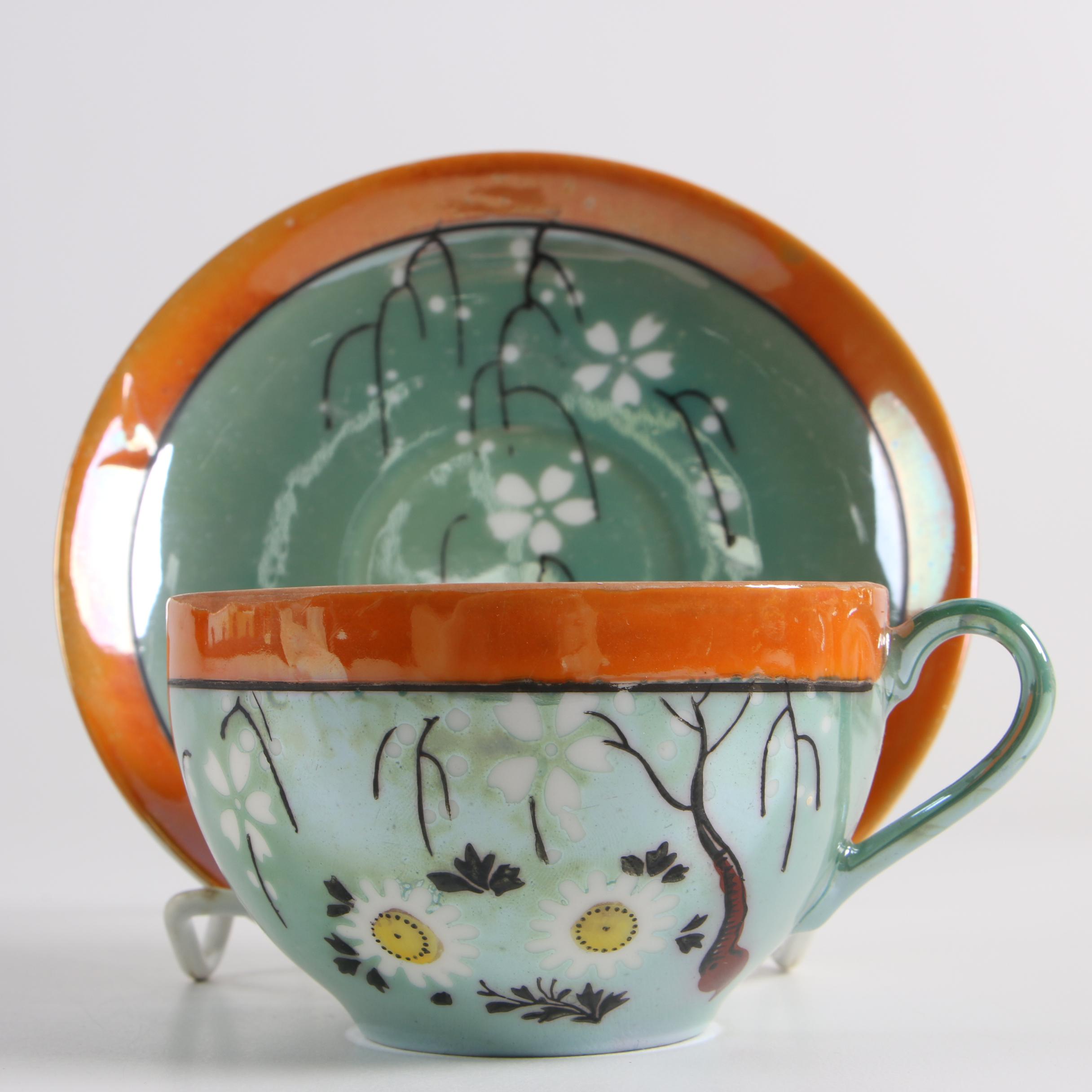 Mid-Century Japanese Lusterware Porcelain Tea Service featuring Takito Company