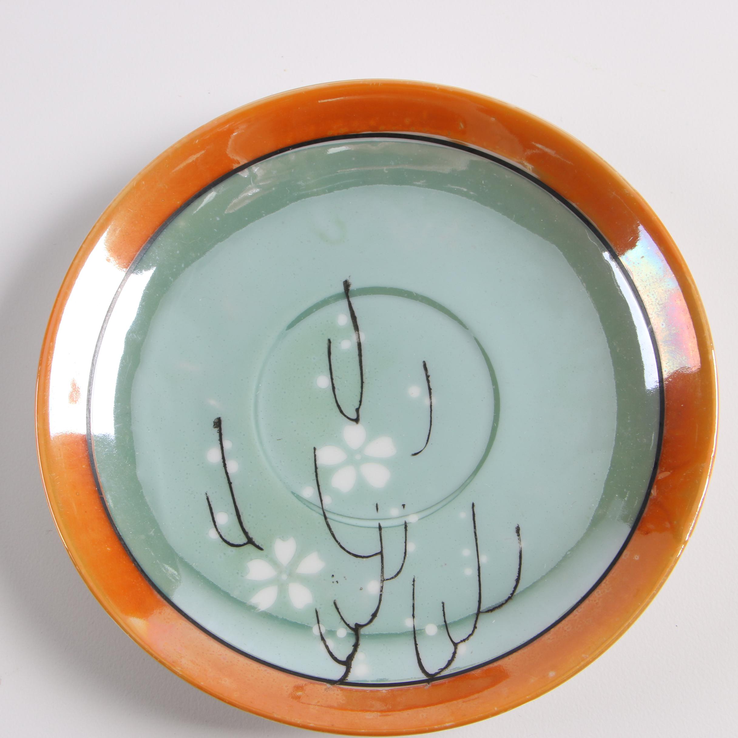 Mid-Century Japanese Lusterware Porcelain Tea Service featuring Takito Company