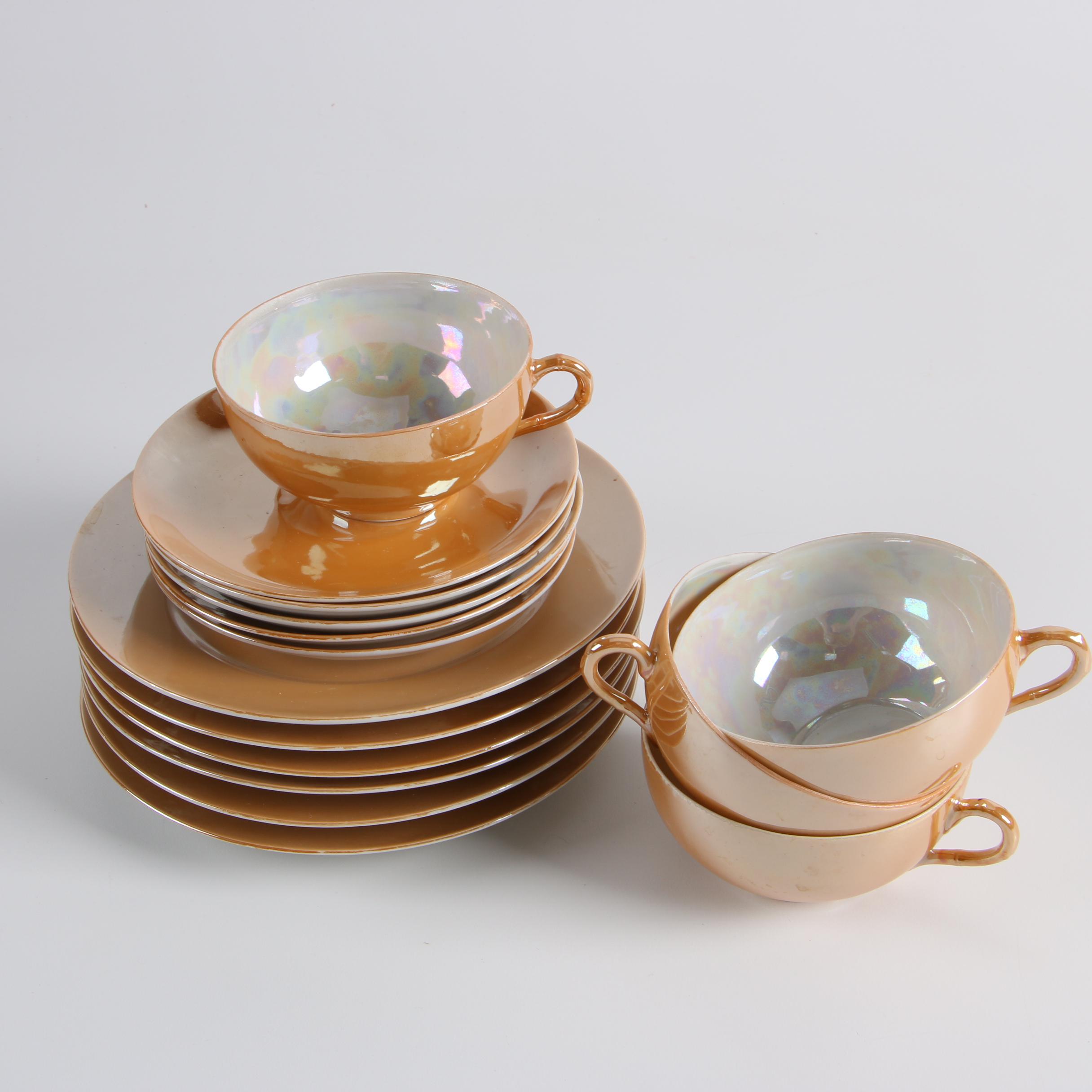 Mid-Century Japanese Lusterware Porcelain Tea Service featuring Takito Company