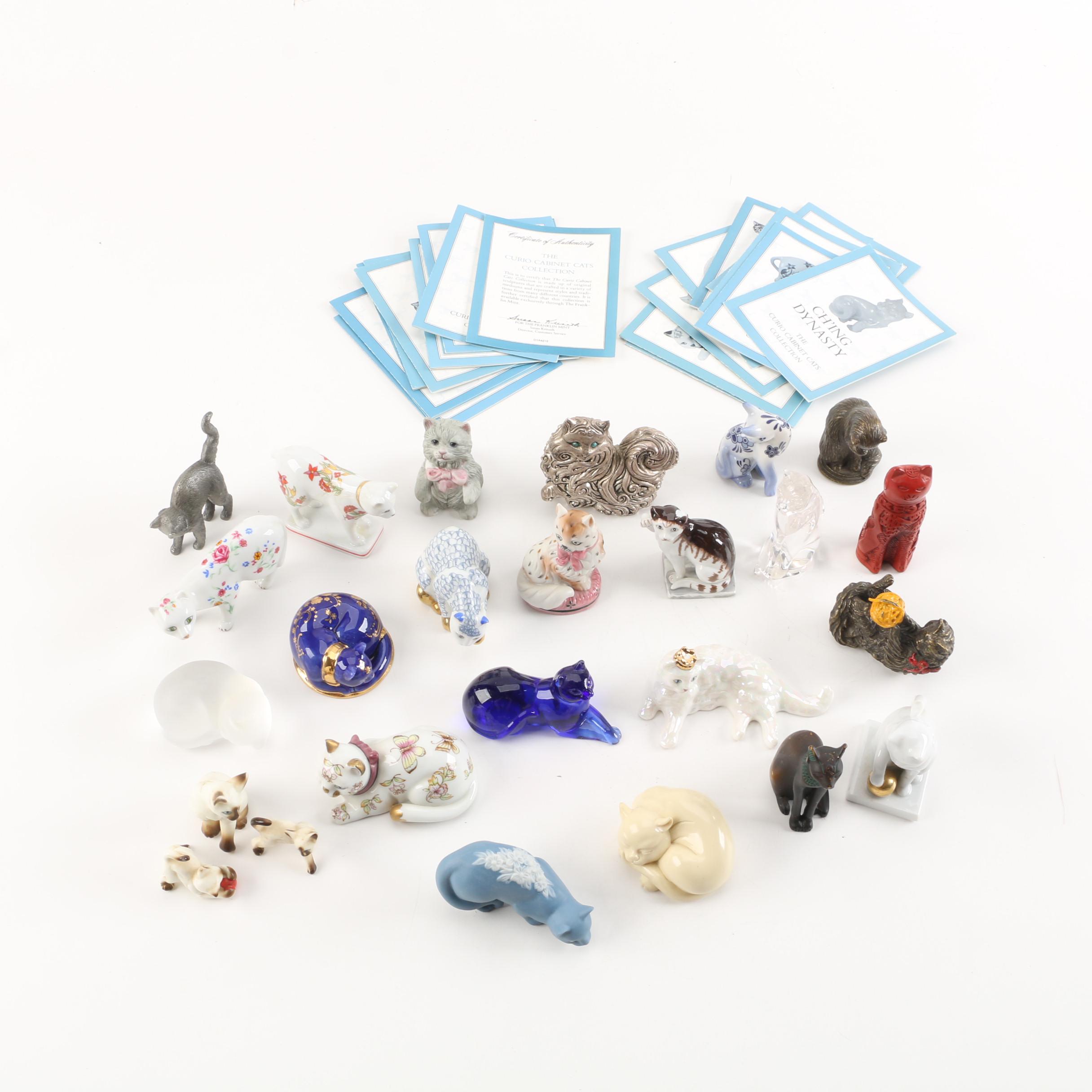 The Franklin Mint "Curio Cabinet Cats Collection" Figurines