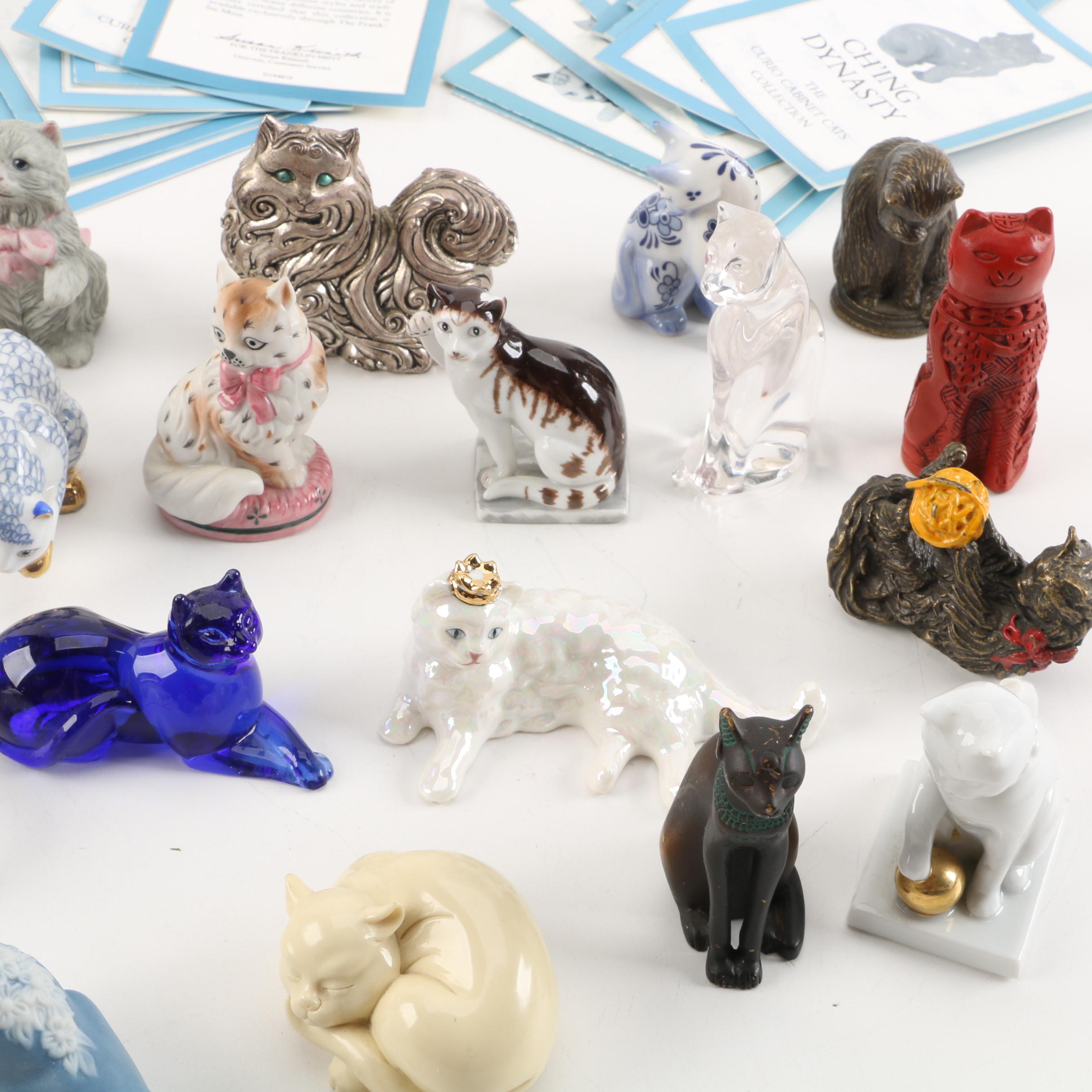 The Franklin Mint "Curio Cabinet Cats Collection" Figurines