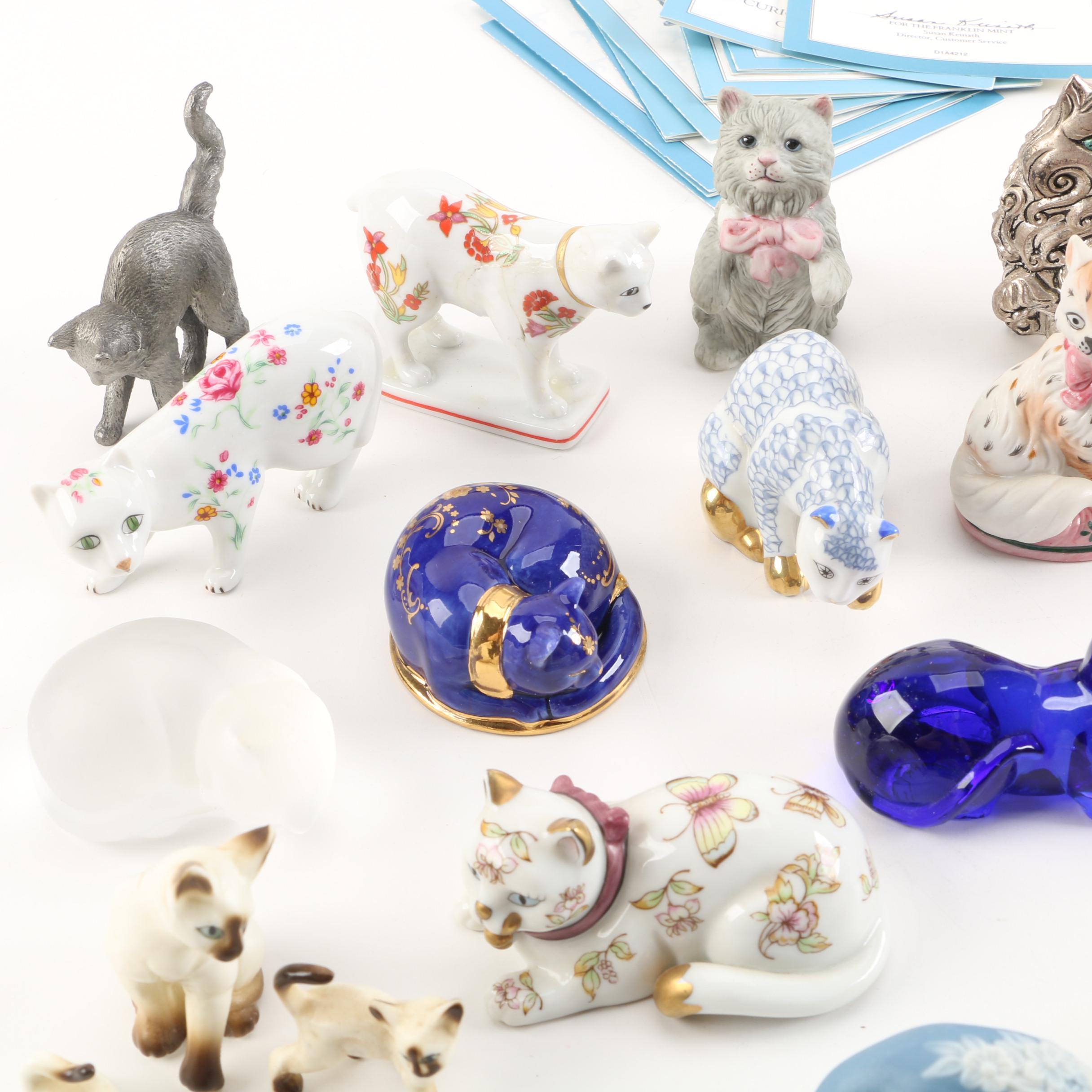 The Franklin Mint "Curio Cabinet Cats Collection" Figurines