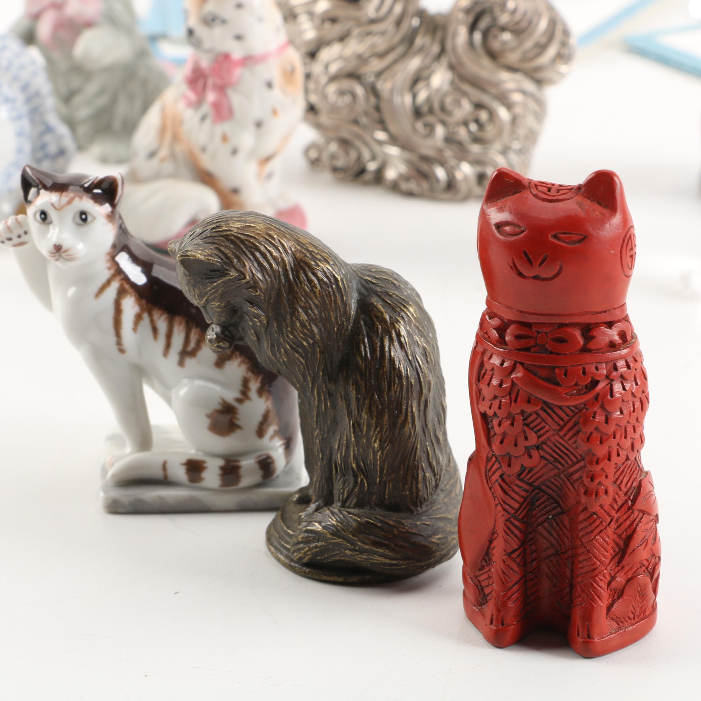 The Franklin Mint "Curio Cabinet Cats Collection" Figurines