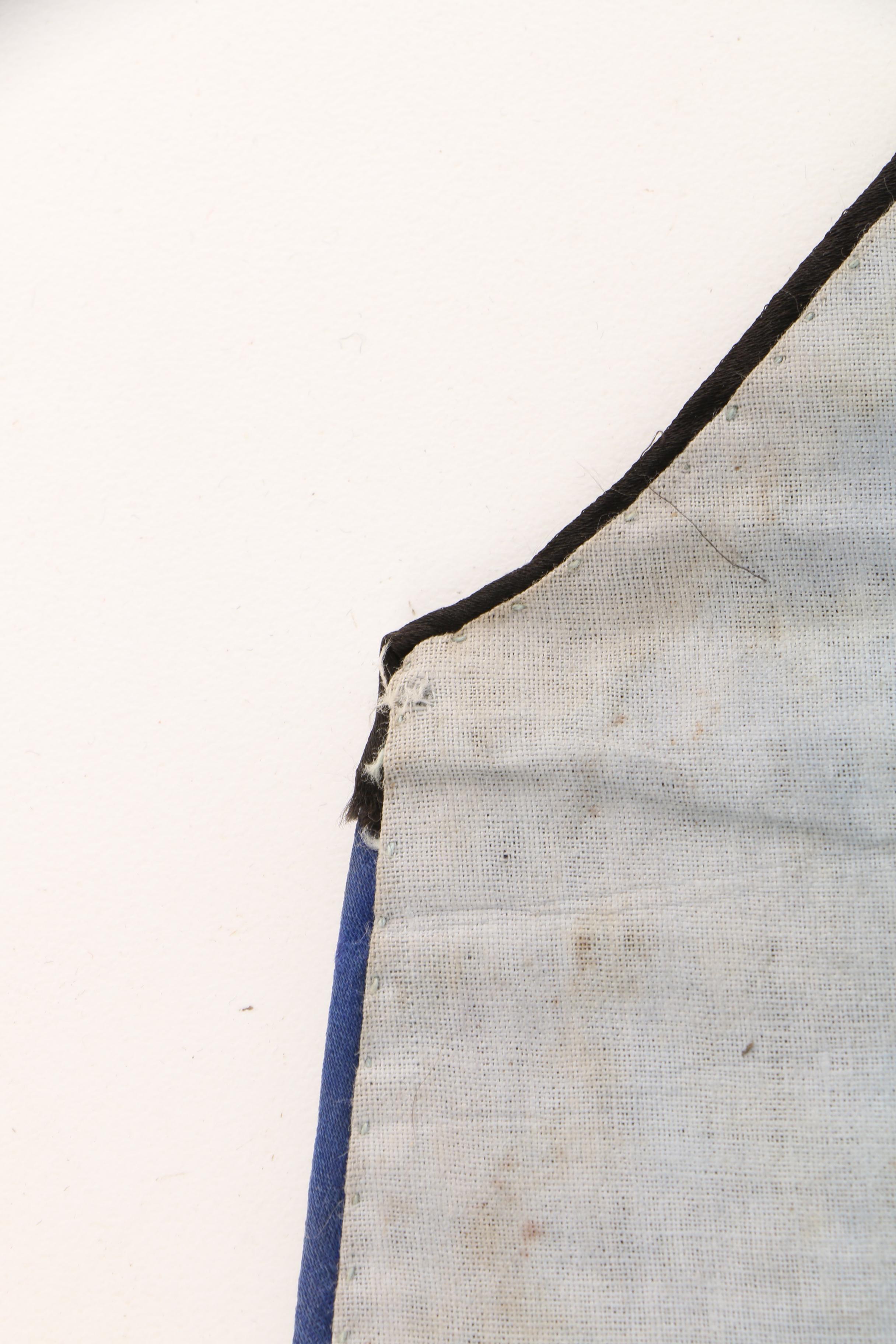 Vintage Chinese Hand Embroidered Silk Panel with Forbidden Stitch Embroidery