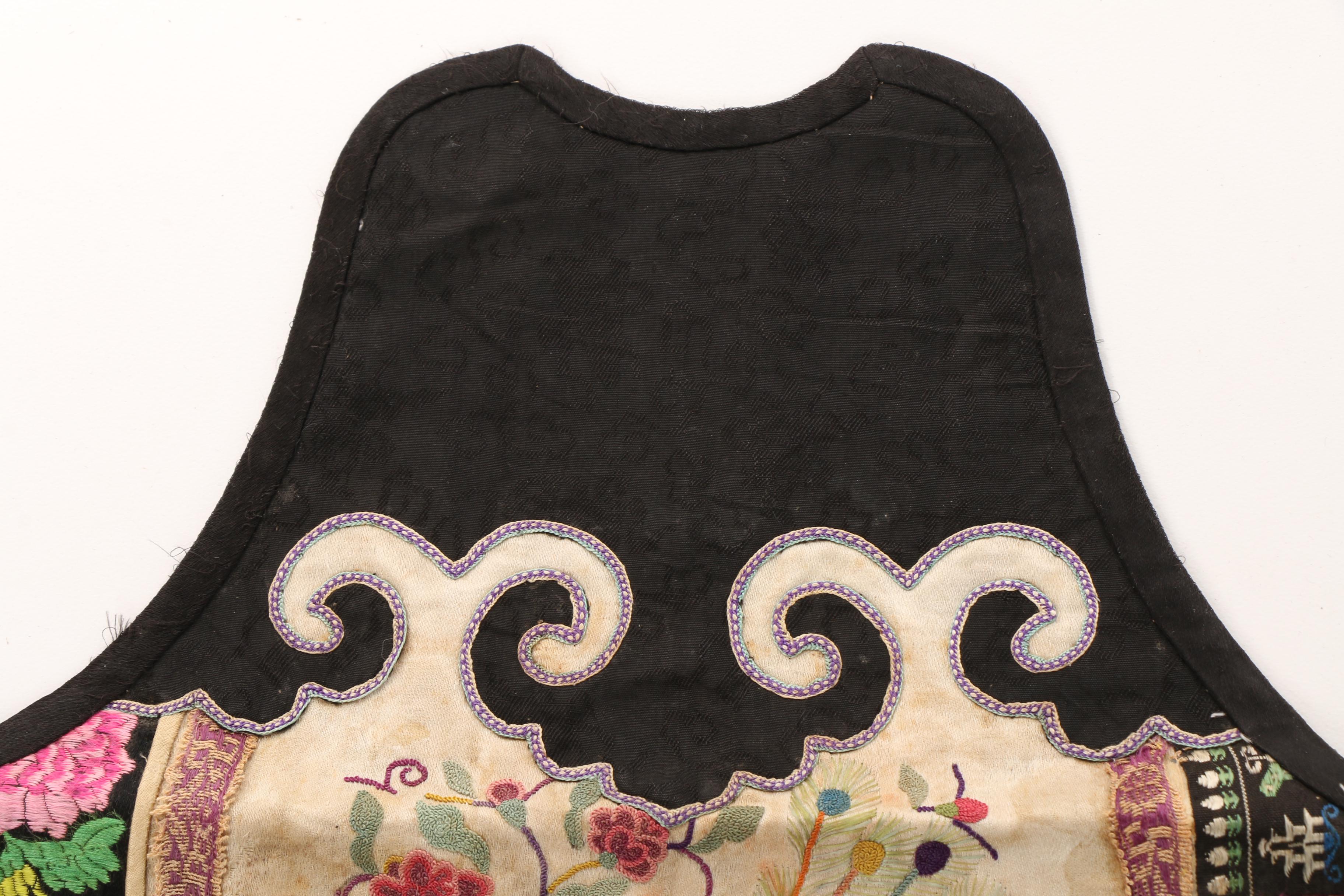 Vintage Chinese Hand Embroidered Silk Panel with Forbidden Stitch Embroidery