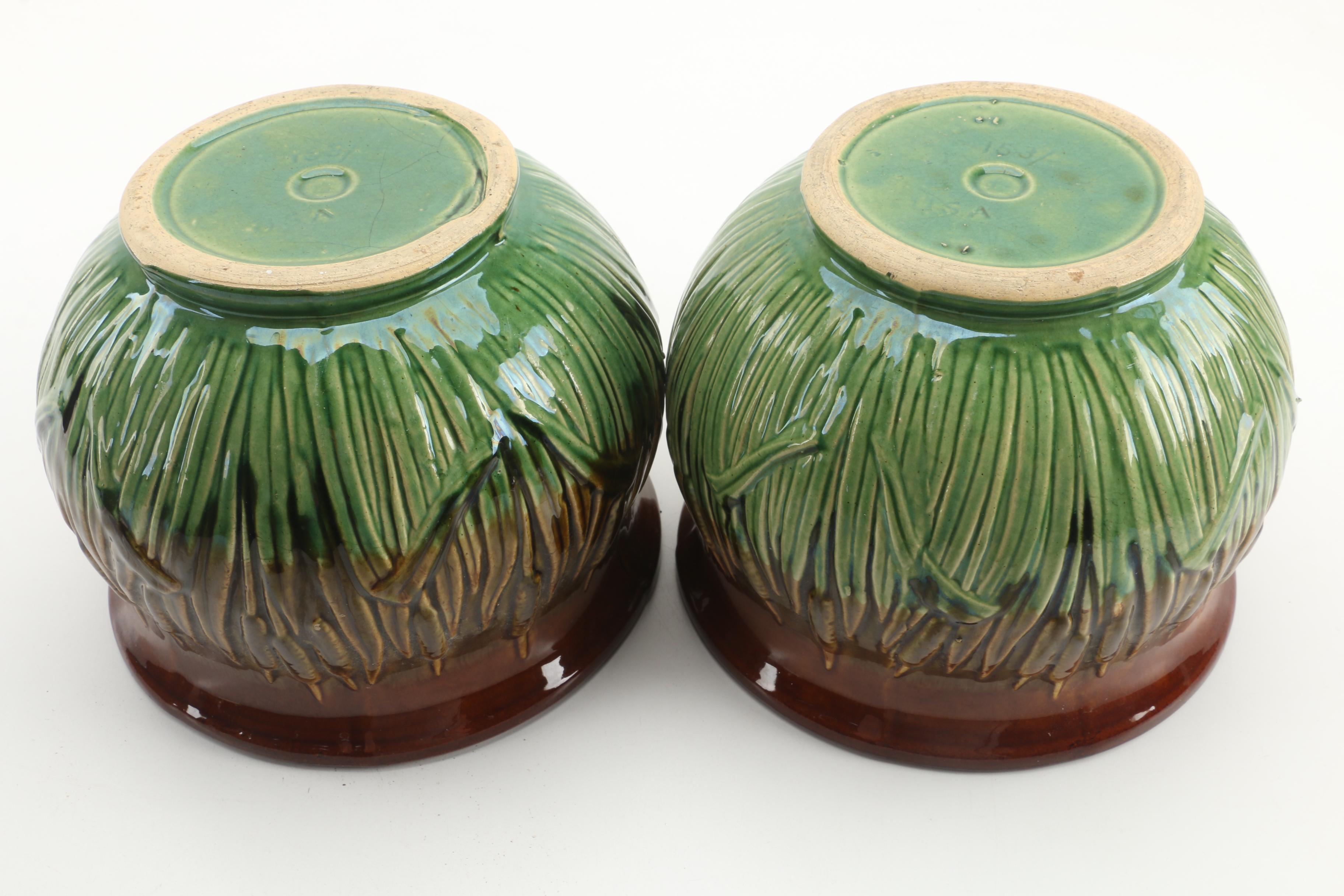 Pair of McCoy Pottery Jardinieres on Stands