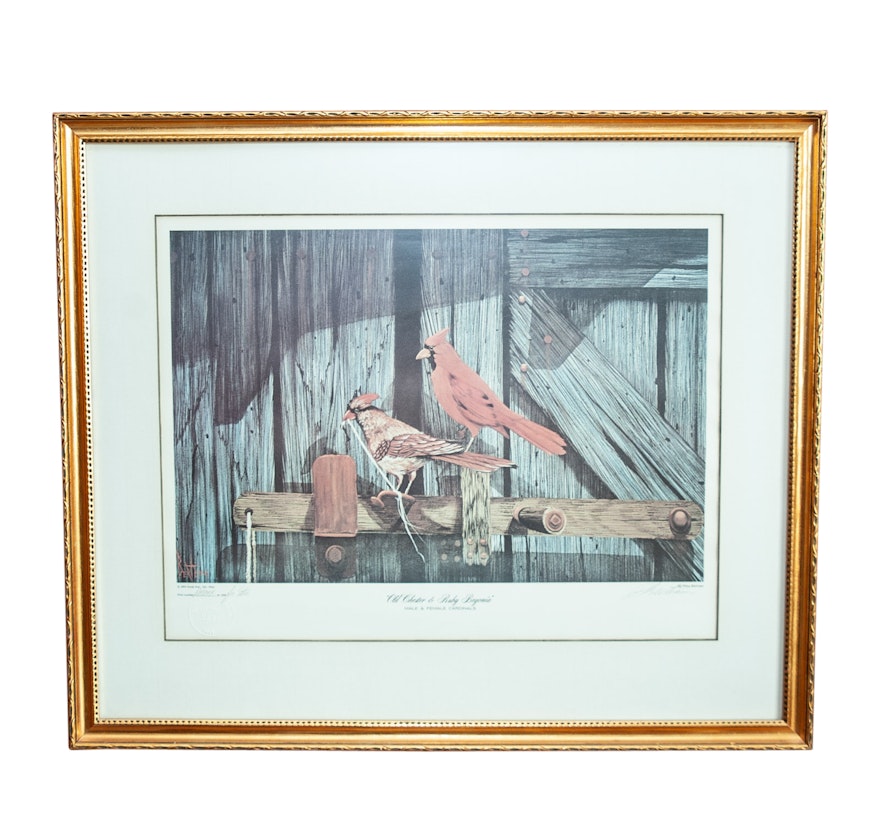 Riley Bertram Artist's Proof Lithograph "Old Chester & Ruby Begonia"