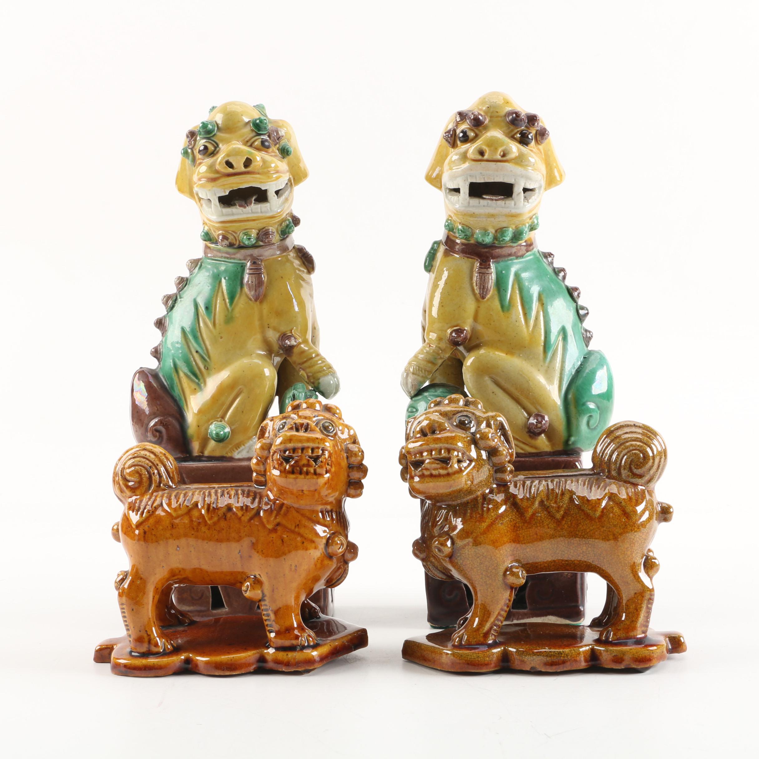 Chinese Guardian Lion Ceramic Figurines