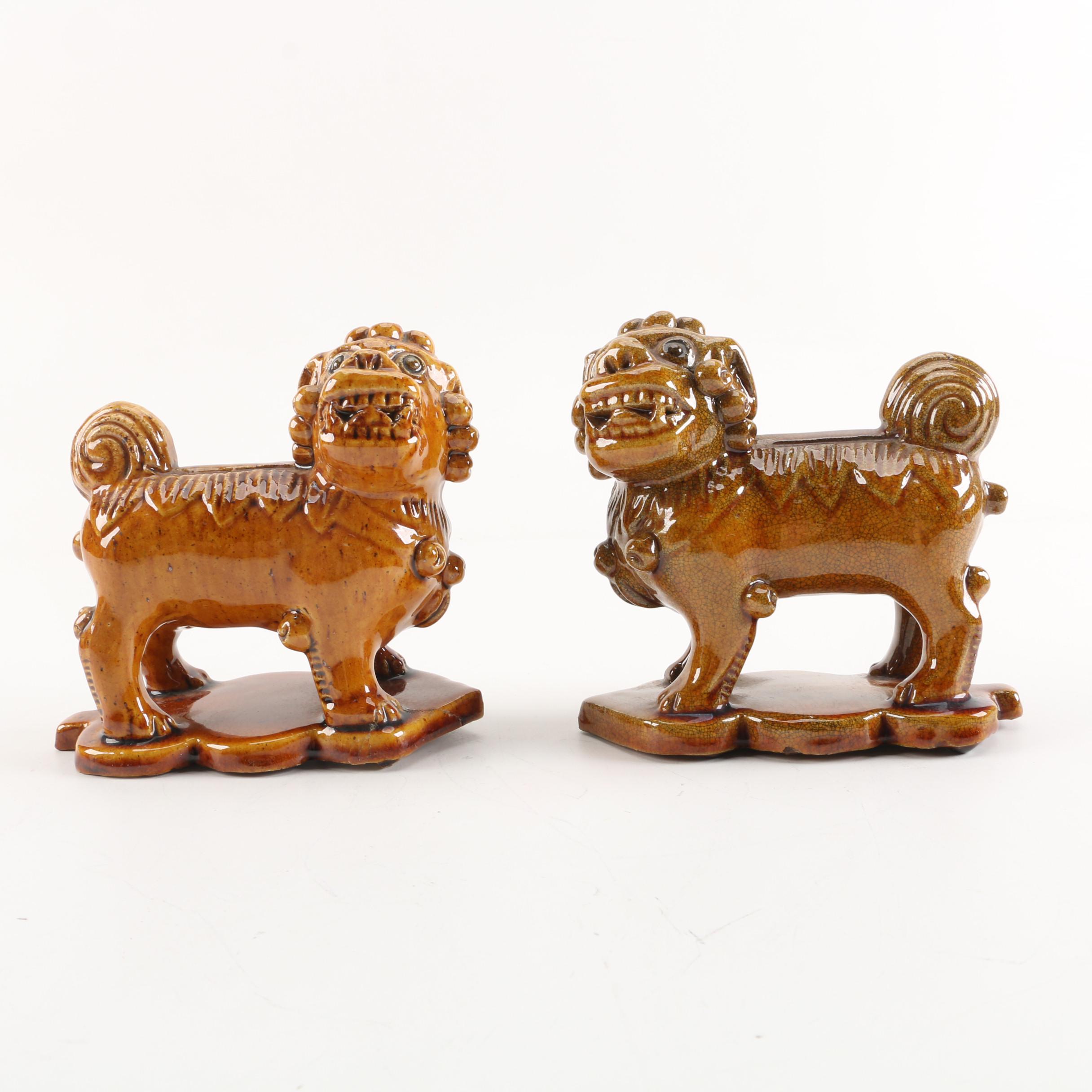 Chinese Guardian Lion Ceramic Figurines