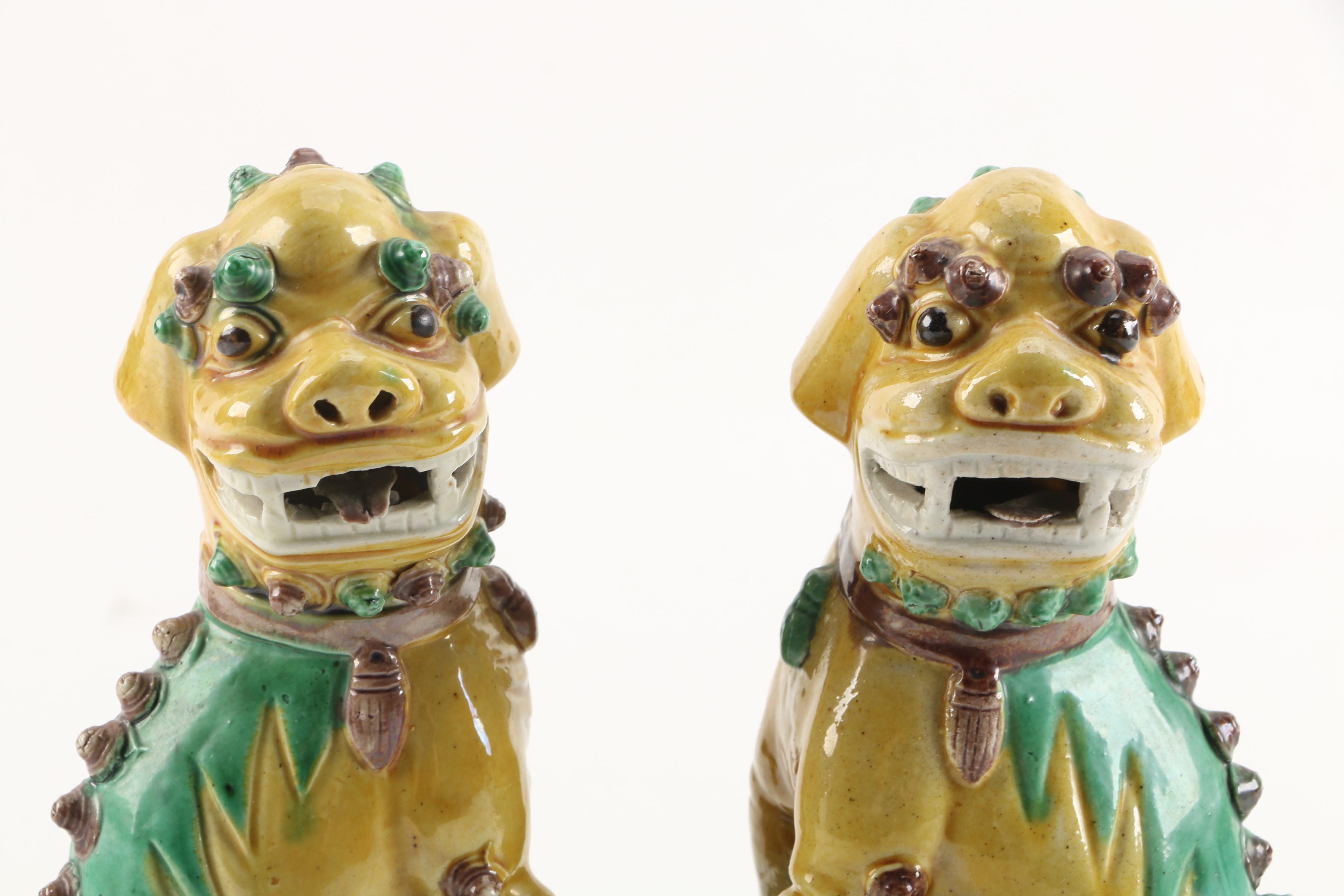 Chinese Guardian Lion Ceramic Figurines