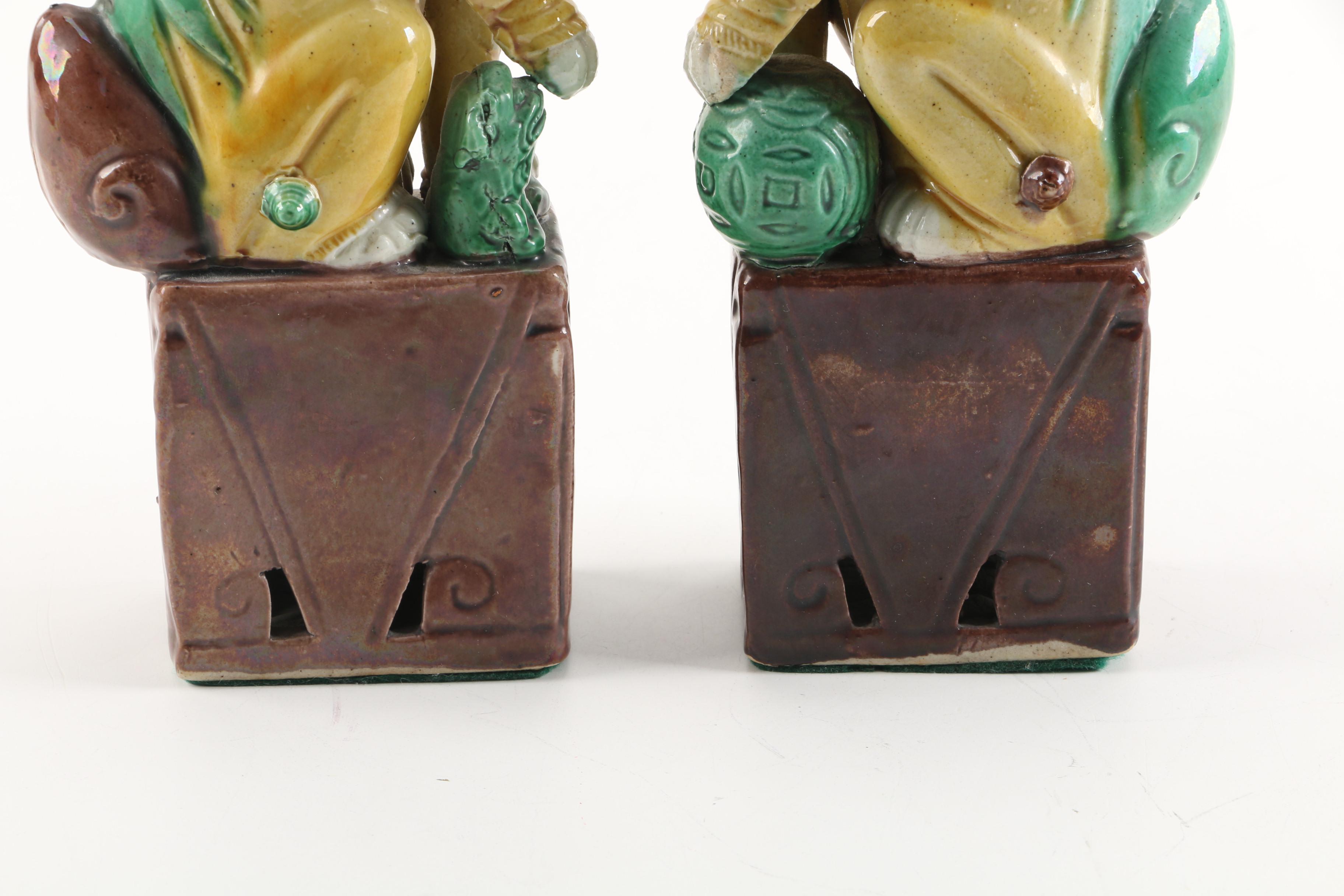 Chinese Guardian Lion Ceramic Figurines