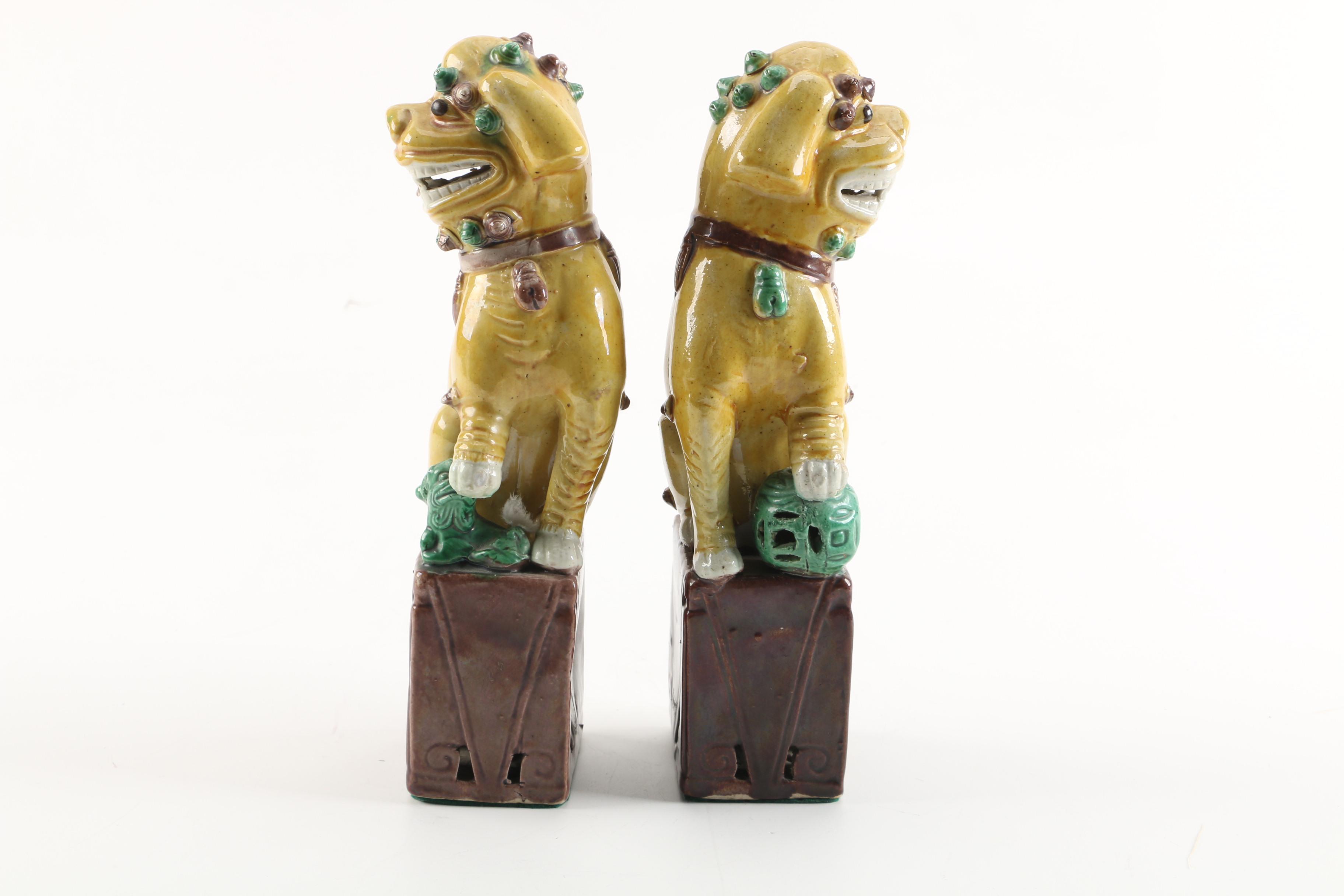 Chinese Guardian Lion Ceramic Figurines