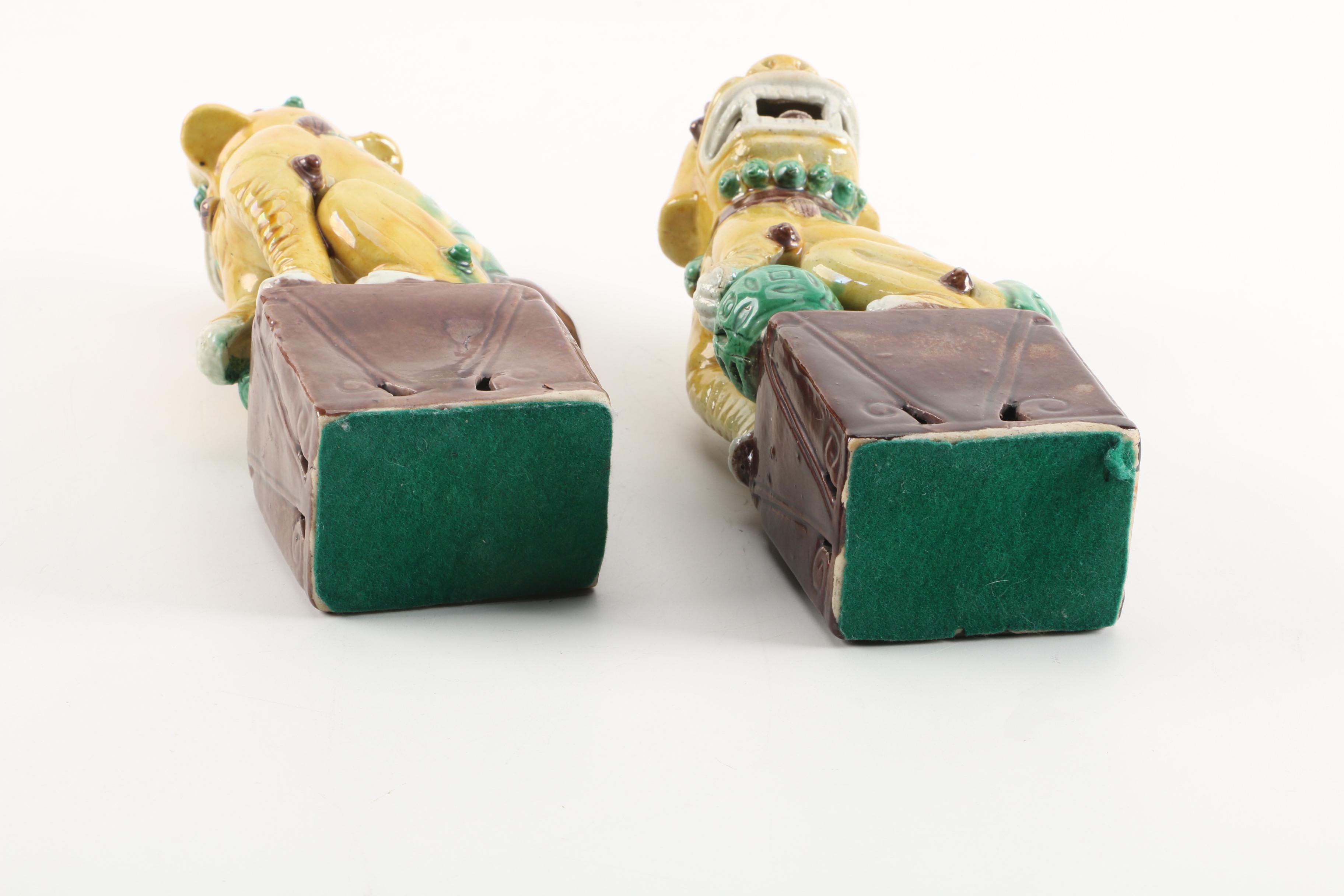 Chinese Guardian Lion Ceramic Figurines