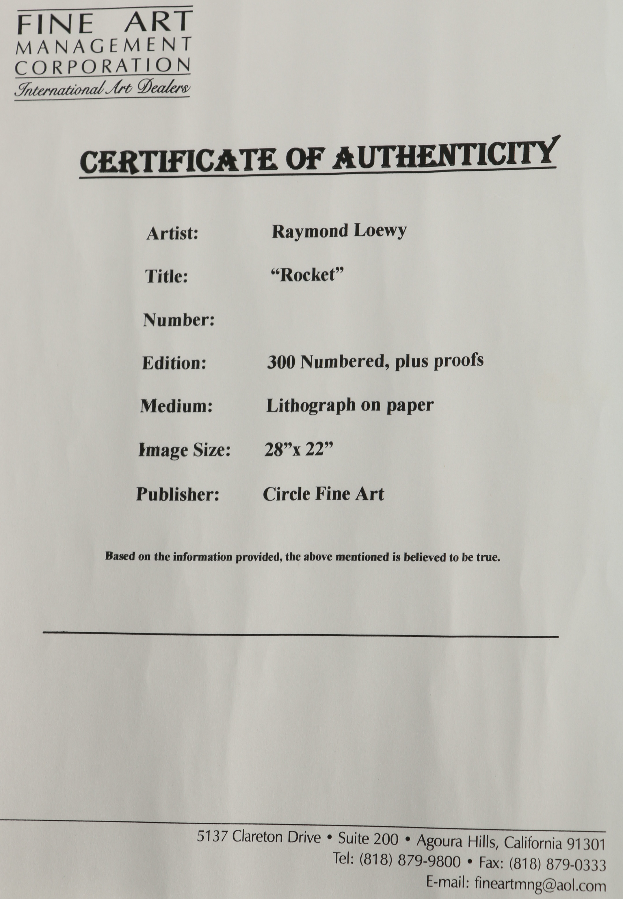 Raymond Loewy Lithograph "Rocket"