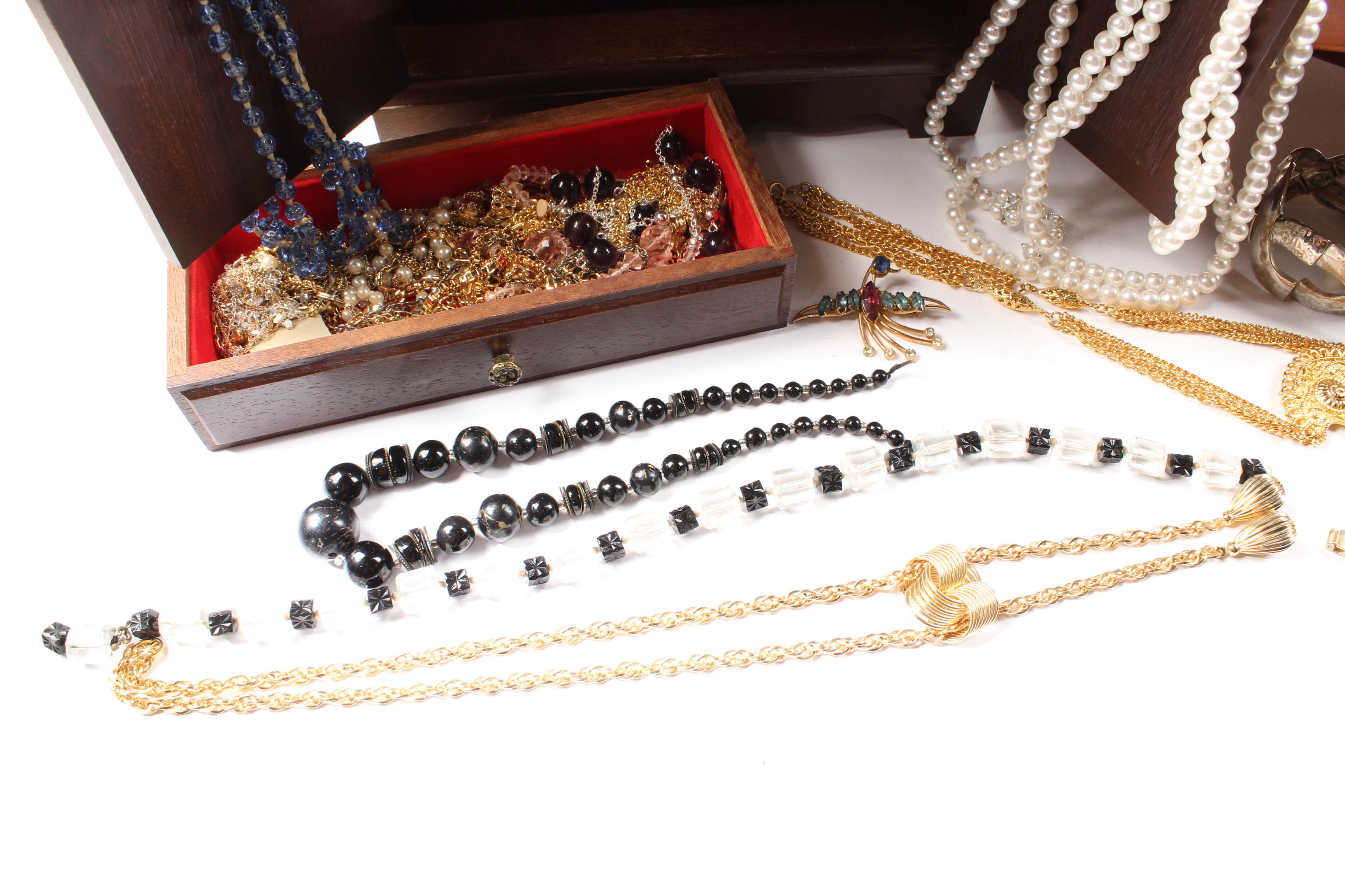 Costume Jewelry In Wooden Jewelry Boxes