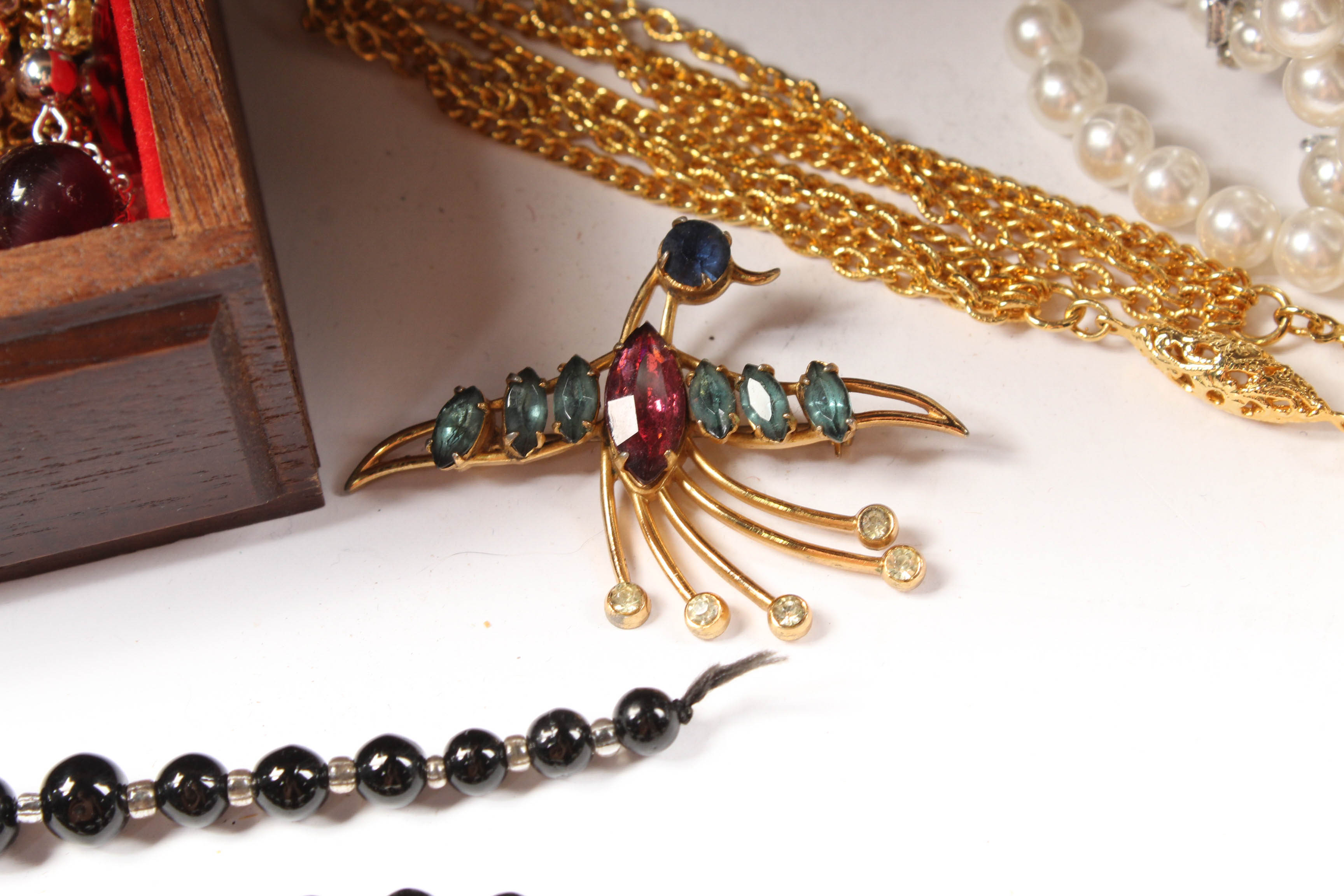 Costume Jewelry In Wooden Jewelry Boxes