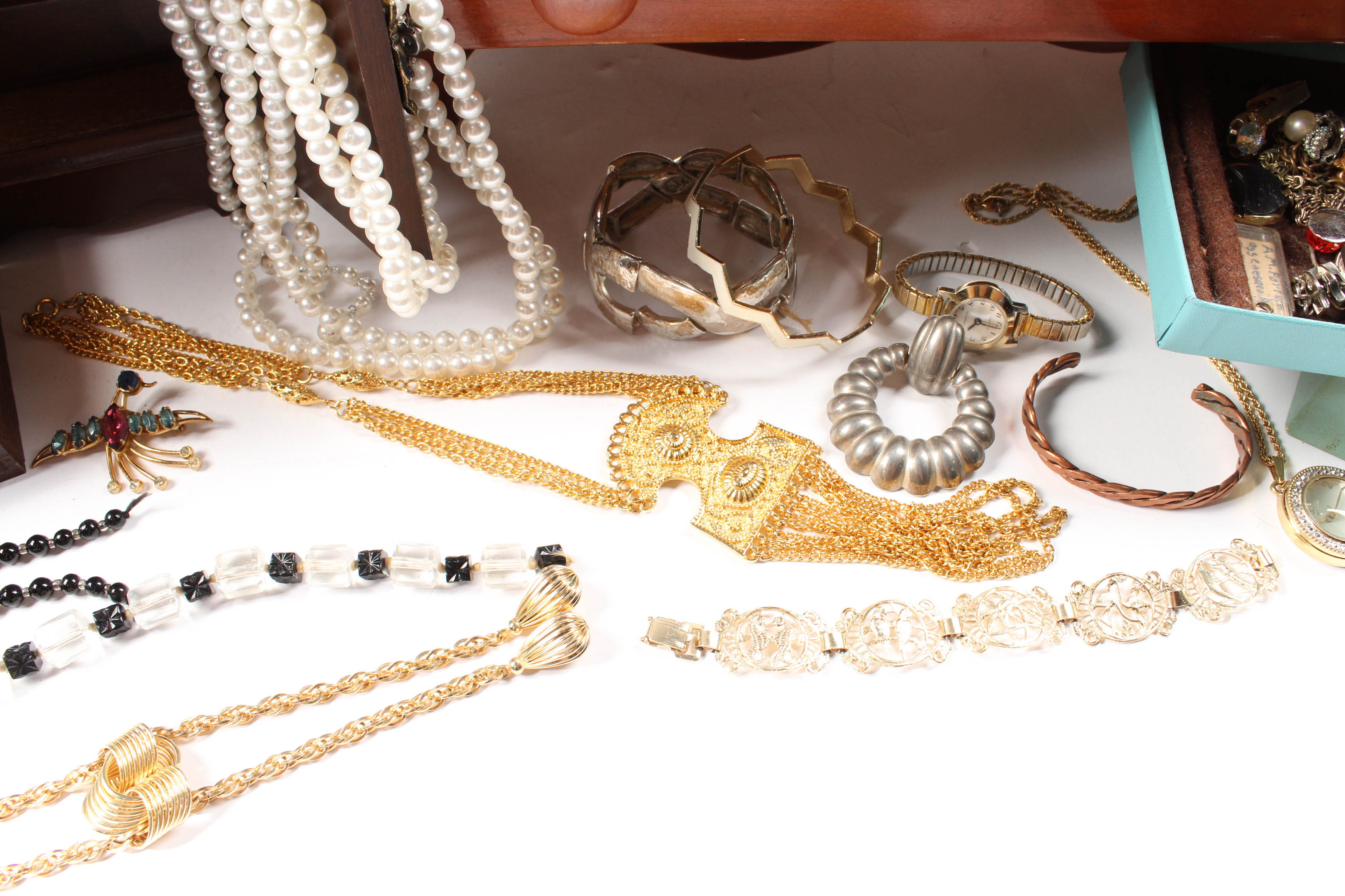 Costume Jewelry In Wooden Jewelry Boxes