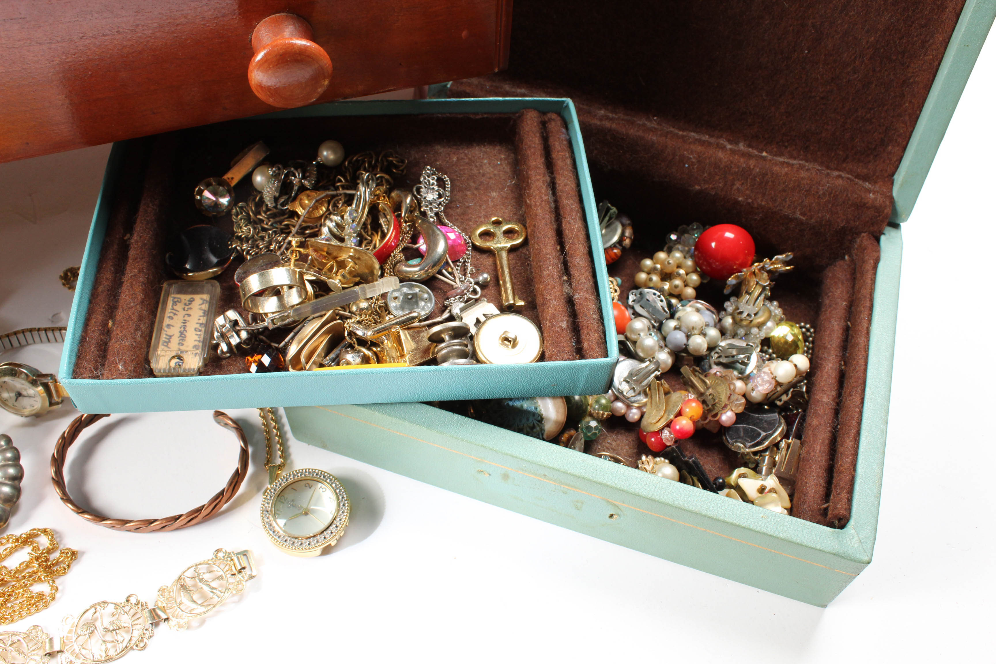 Costume Jewelry In Wooden Jewelry Boxes