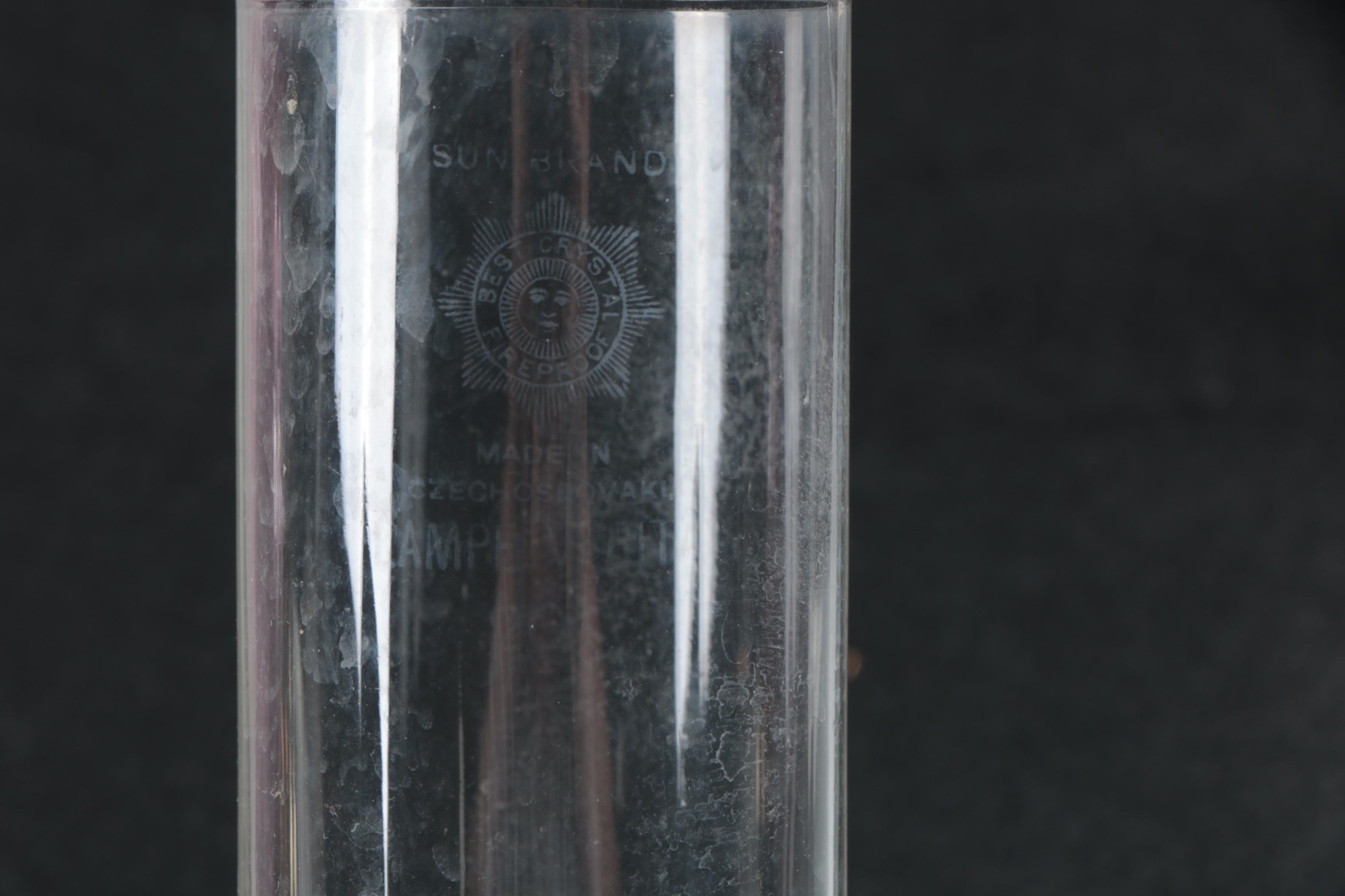 Victorian Cranberry Glass and Brass Kerosene Table Lamp and Shade