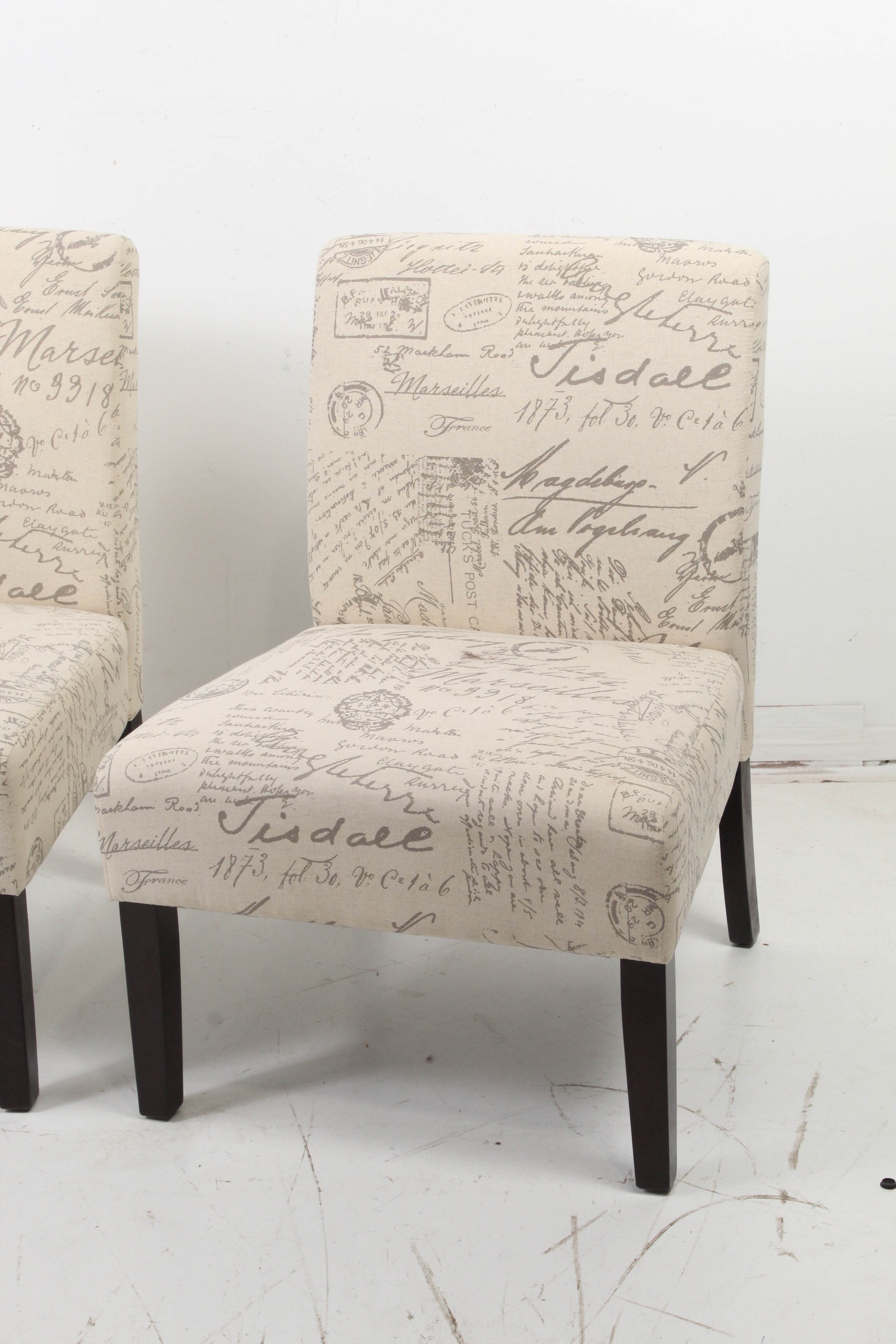 Two Contemporary Upholstered Slipper Chairs