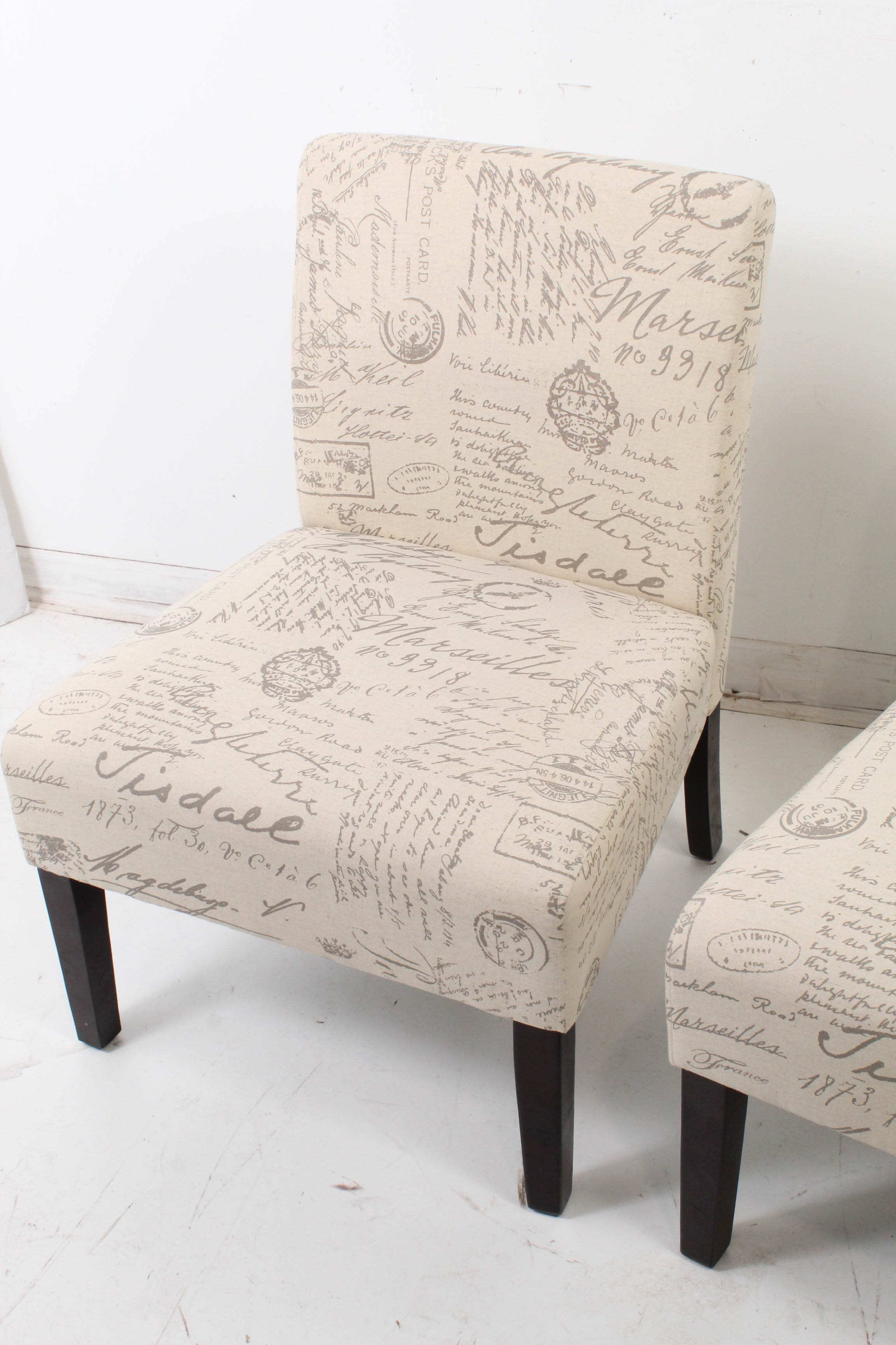 Two Contemporary Upholstered Slipper Chairs