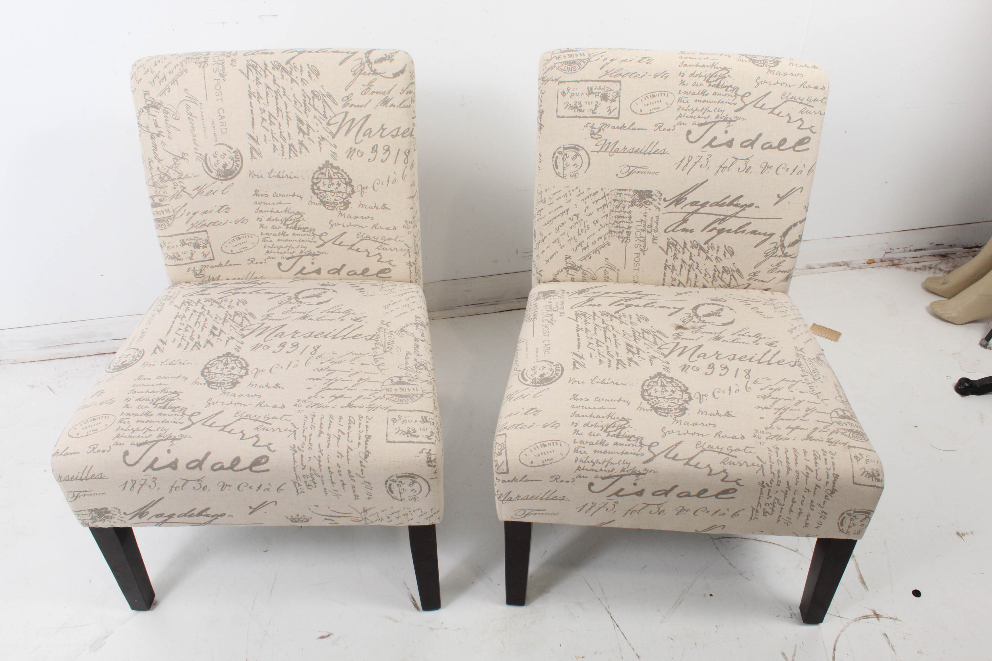 Two Contemporary Upholstered Slipper Chairs