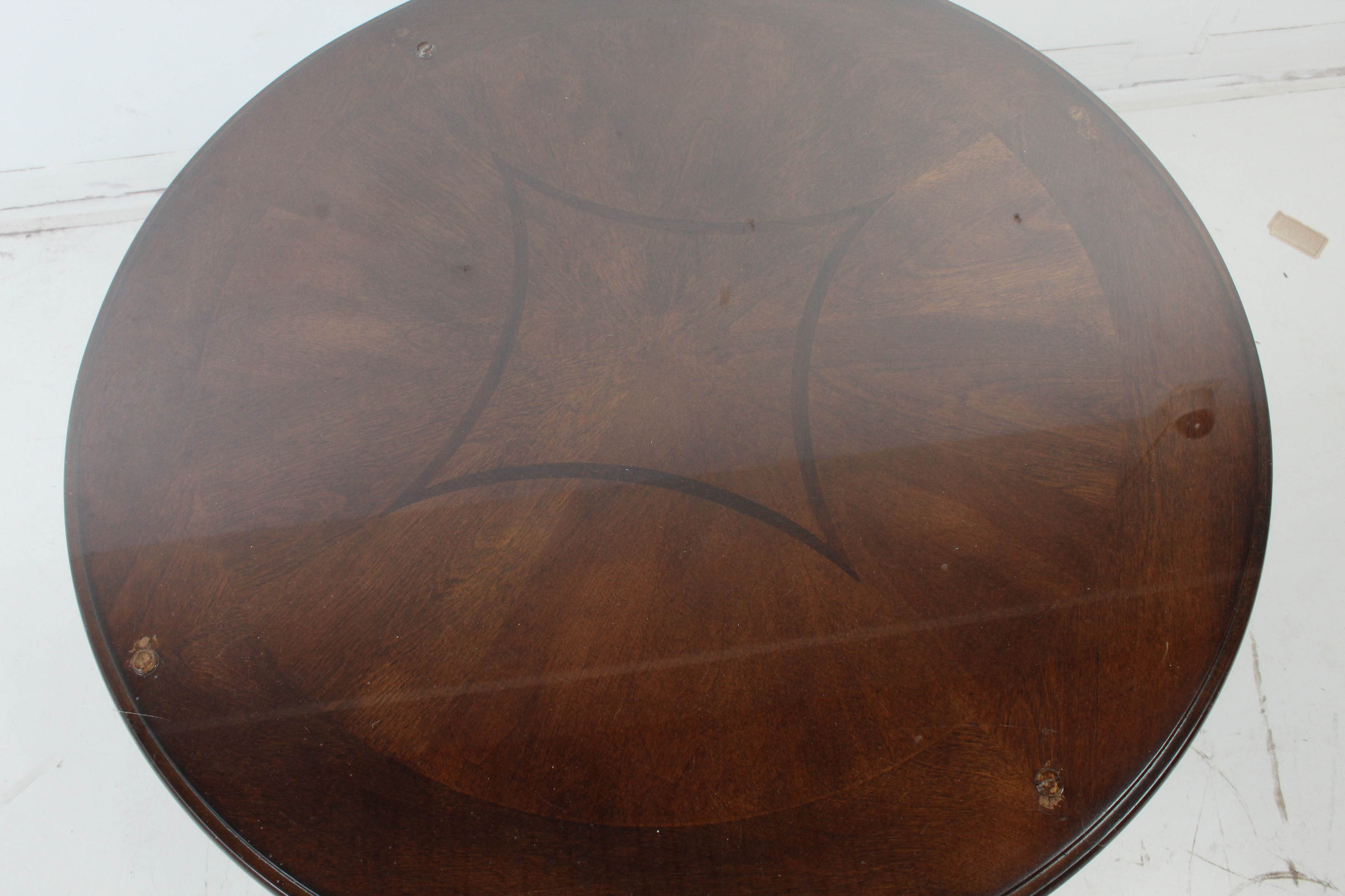 Glass Top Walnut Veneer Dining Table
