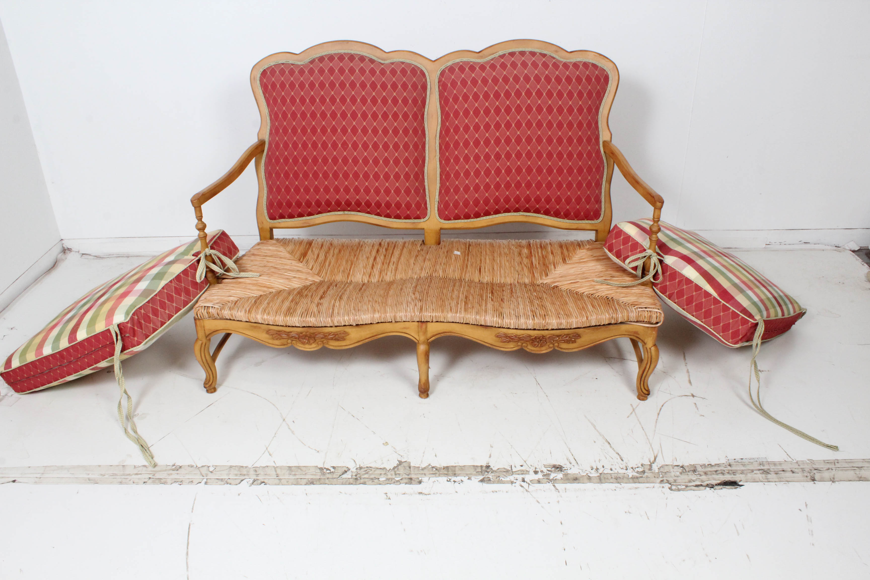 Contemporary Wood Frame Settee