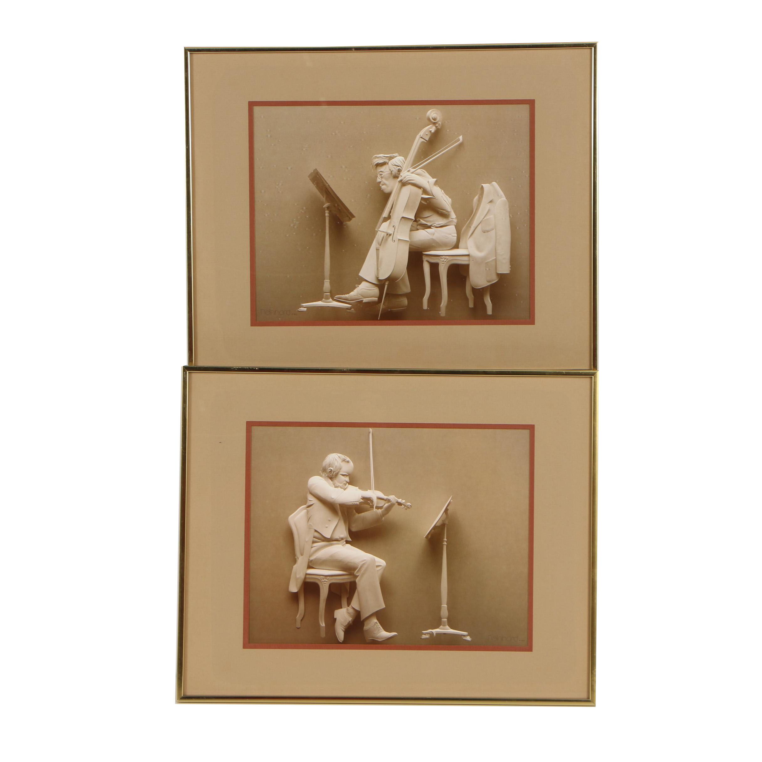 Offset Lithograph After Reinhard "Cello Rehearsal" and "Violinist"