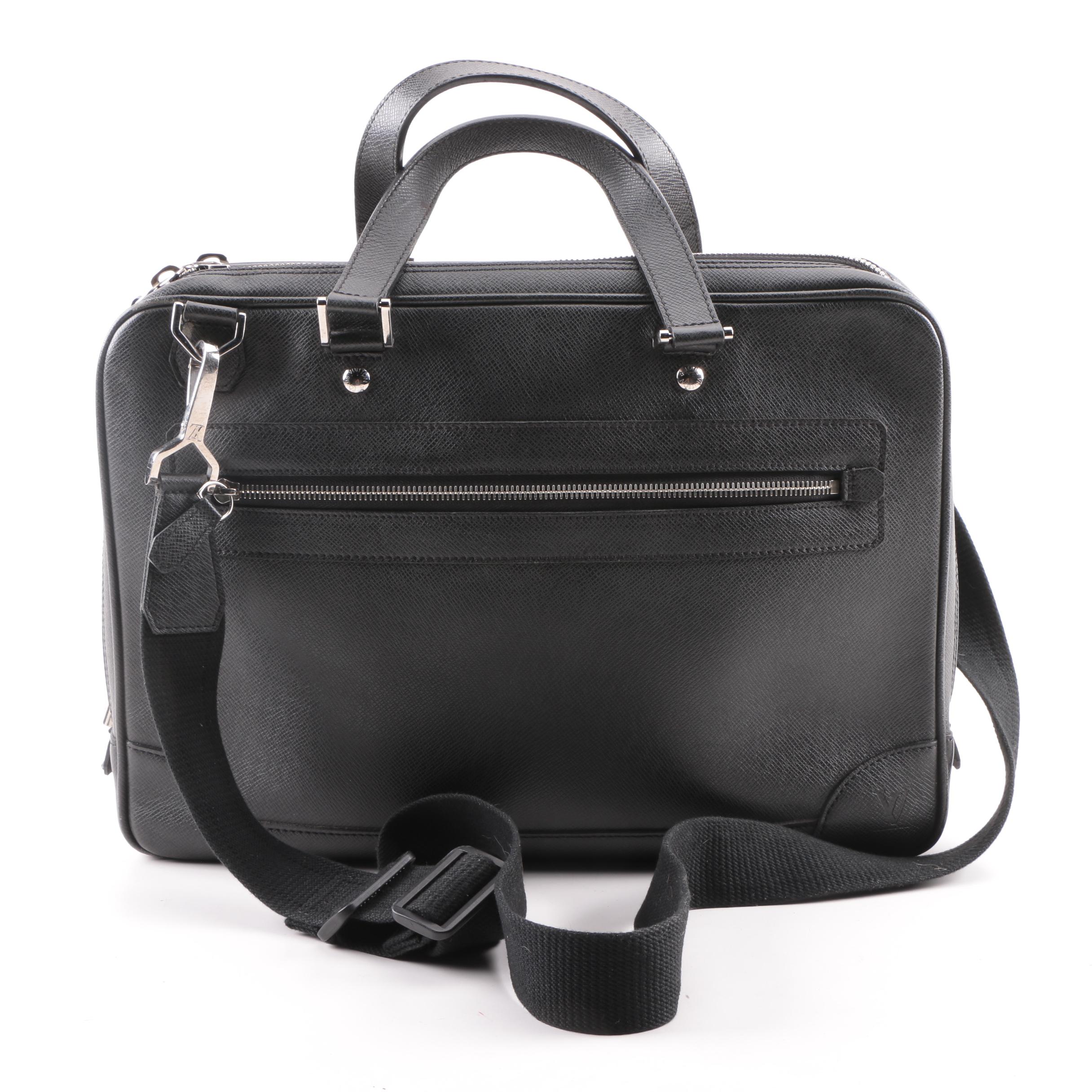 2010 Louis Vuitton Paris Black Taiga Leather Odessa Briefcase