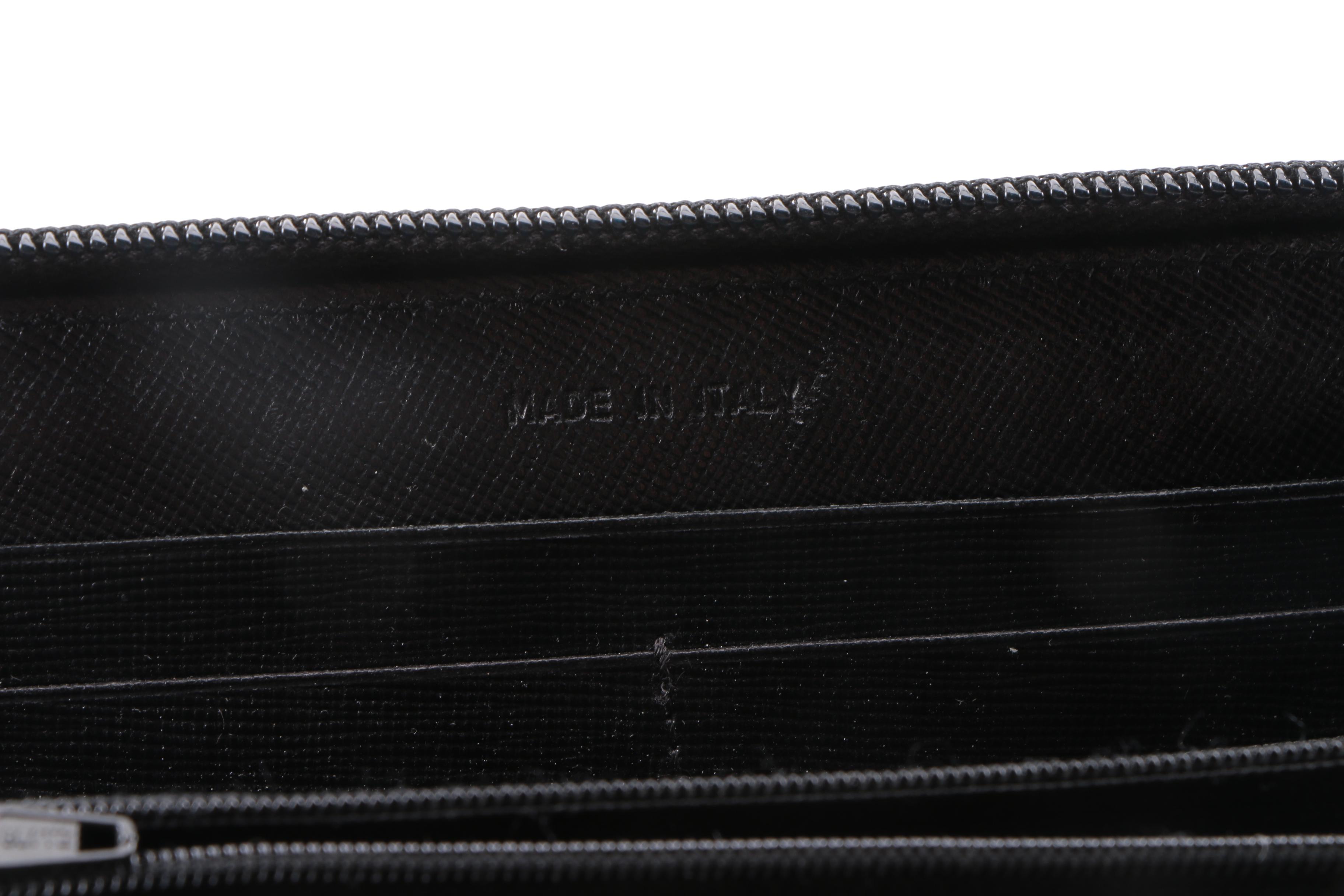 Prada Black Saffiano Leather Full-Zip Wallet