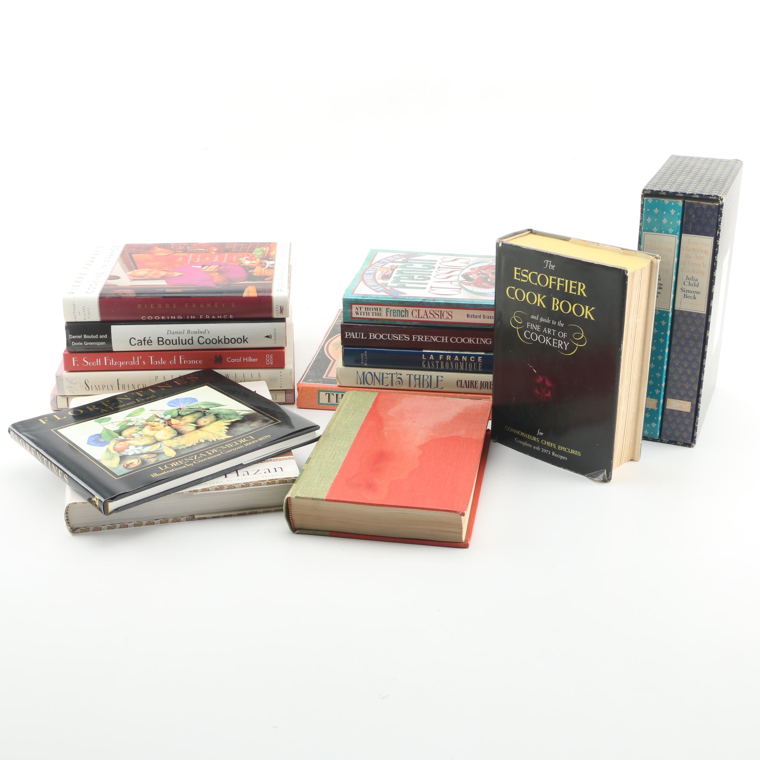 French and Italian Cookbooks Including Julia Child, Pierre Franey, and More
