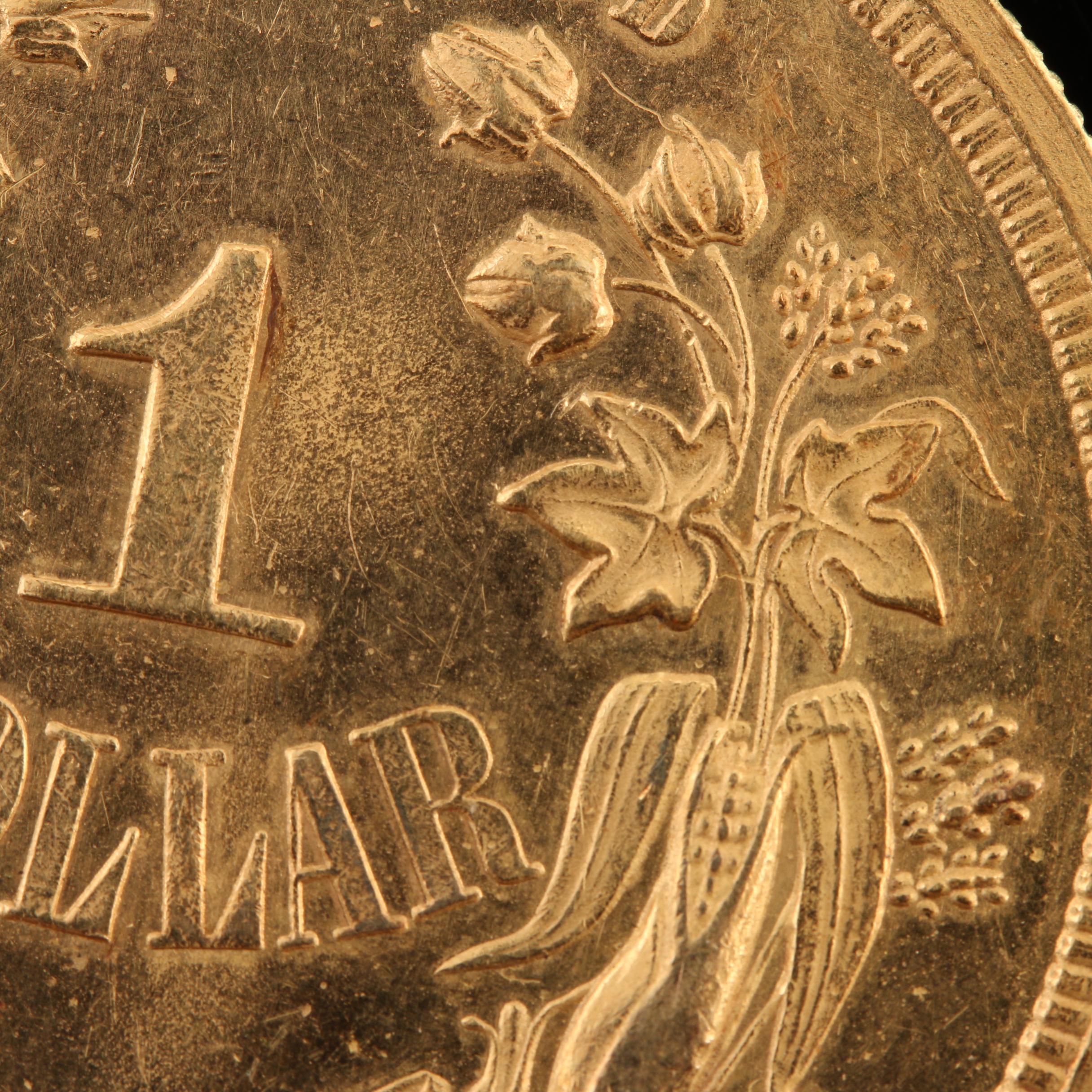 Gold Replica of an 1871 Liberty Seated Dollar Pattern Proof Coin