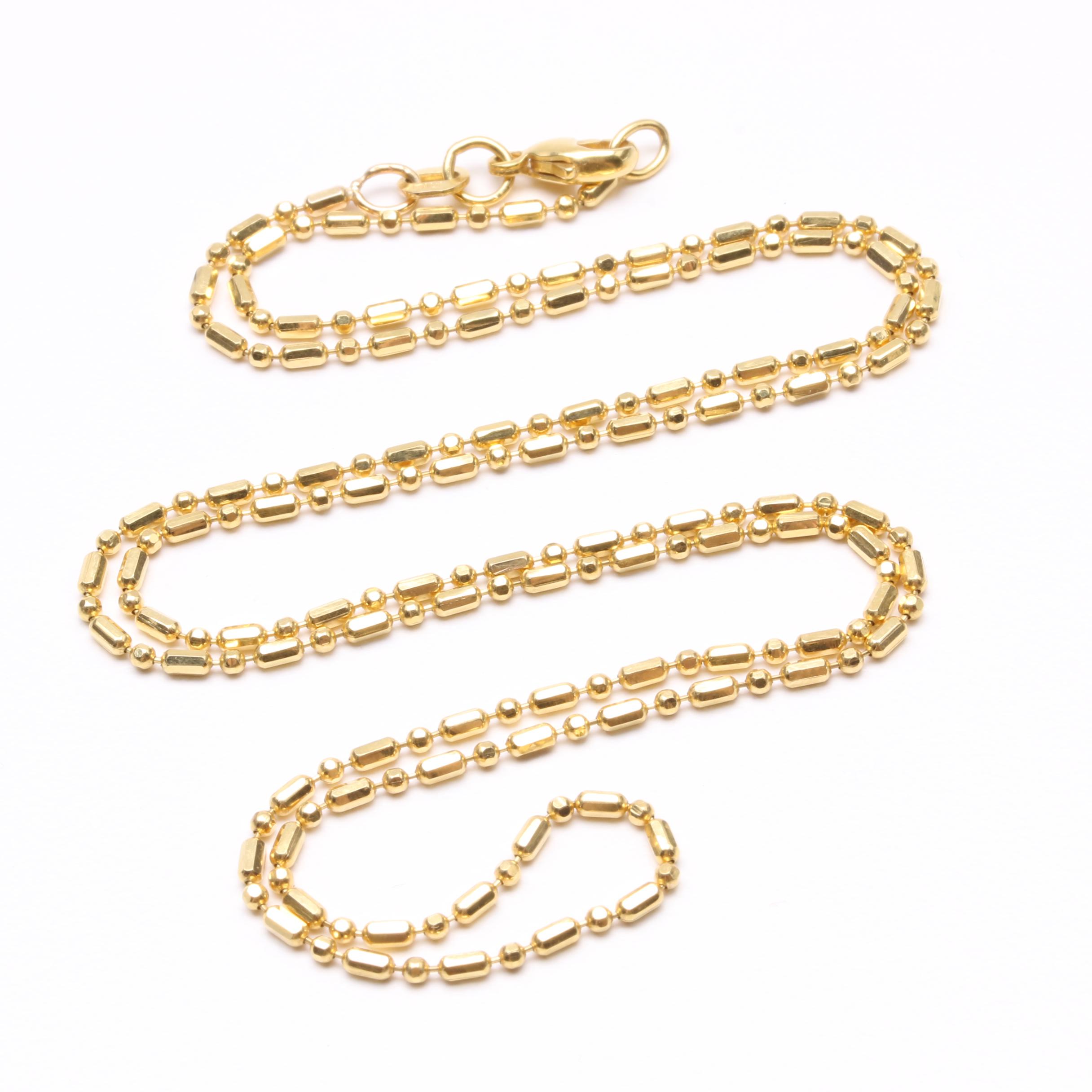 14K Yellow Gold Fancy Link Chain Necklace