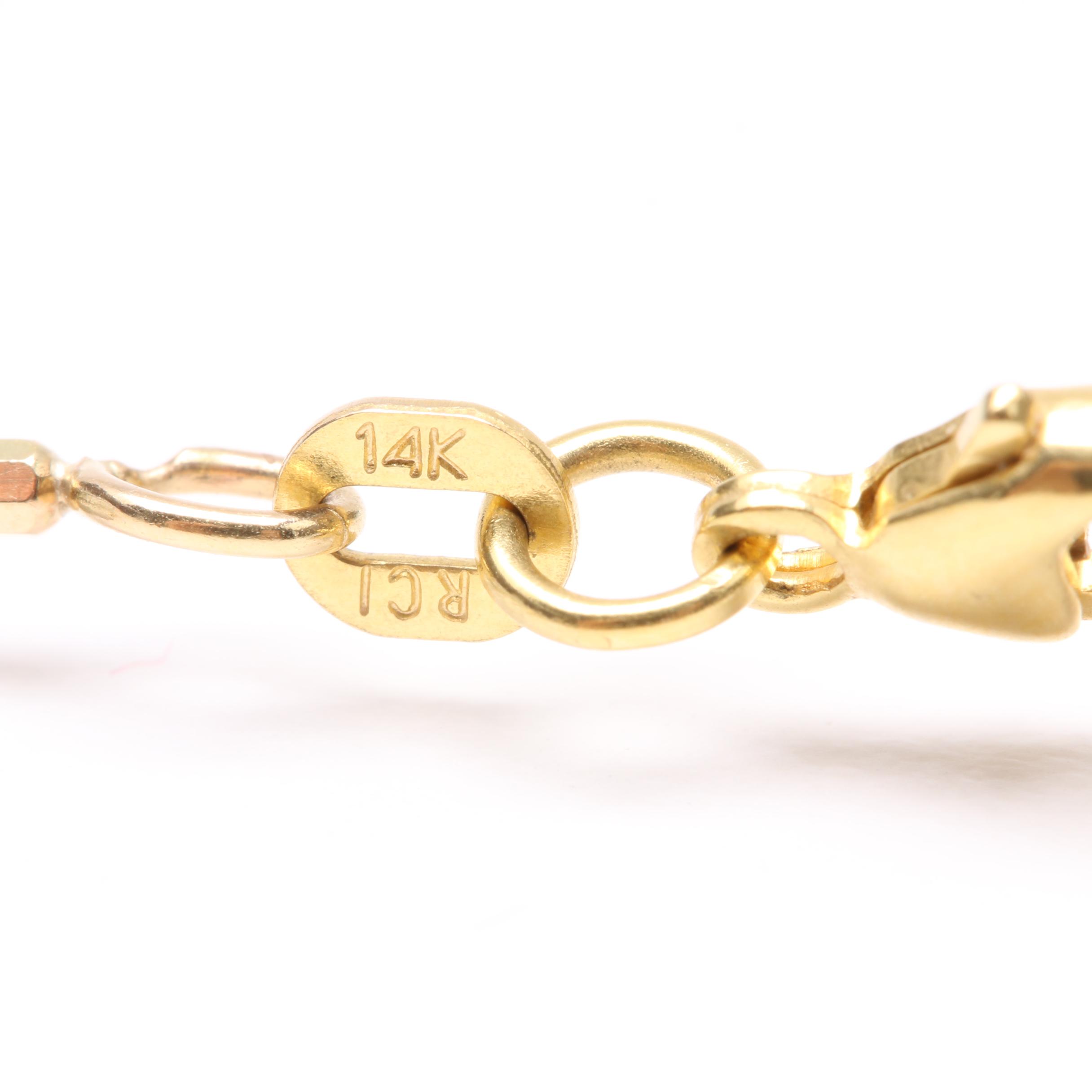 14K Yellow Gold Fancy Link Chain Necklace