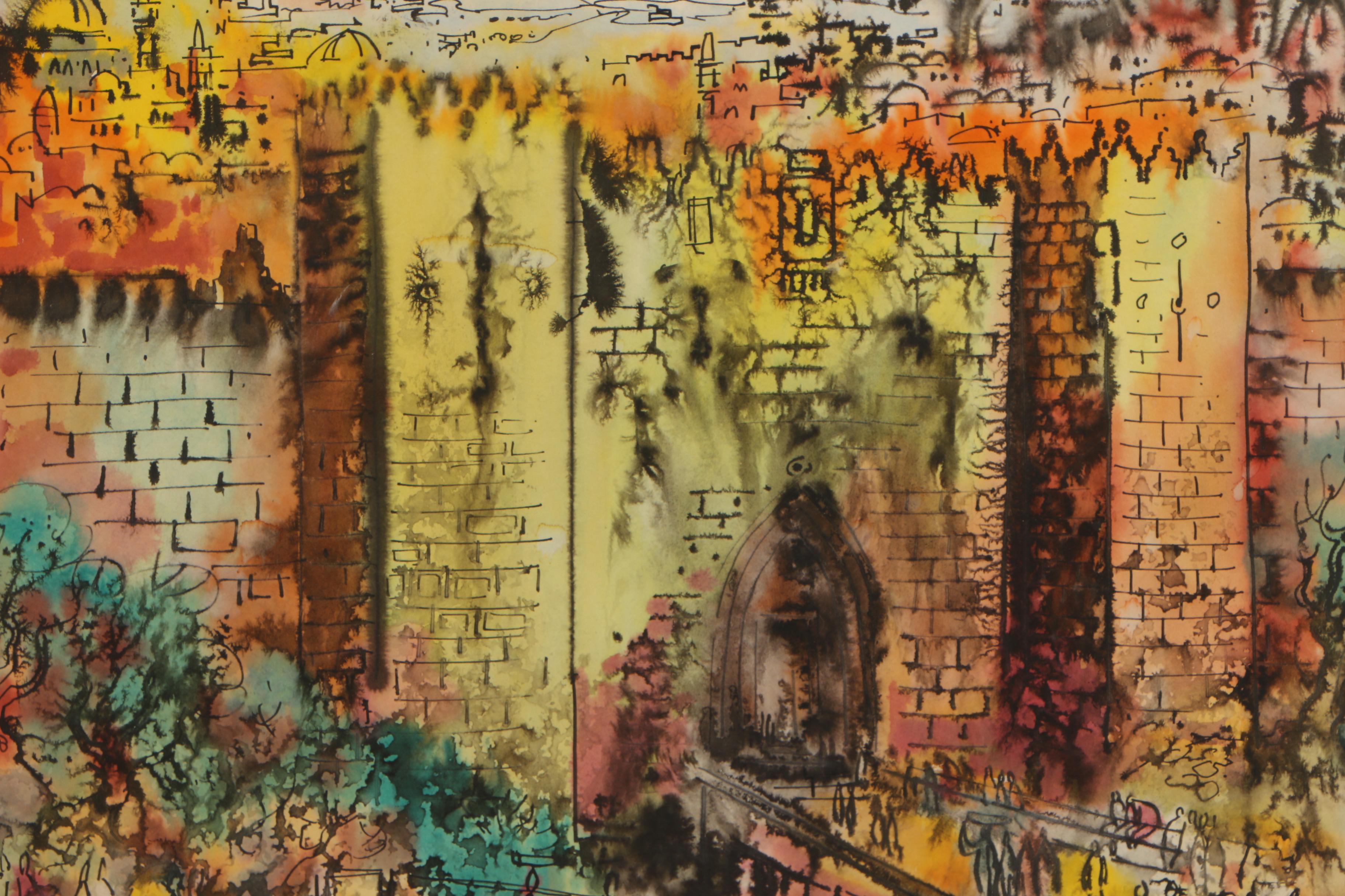 Yossi Stern Ink and Watercolor Painting