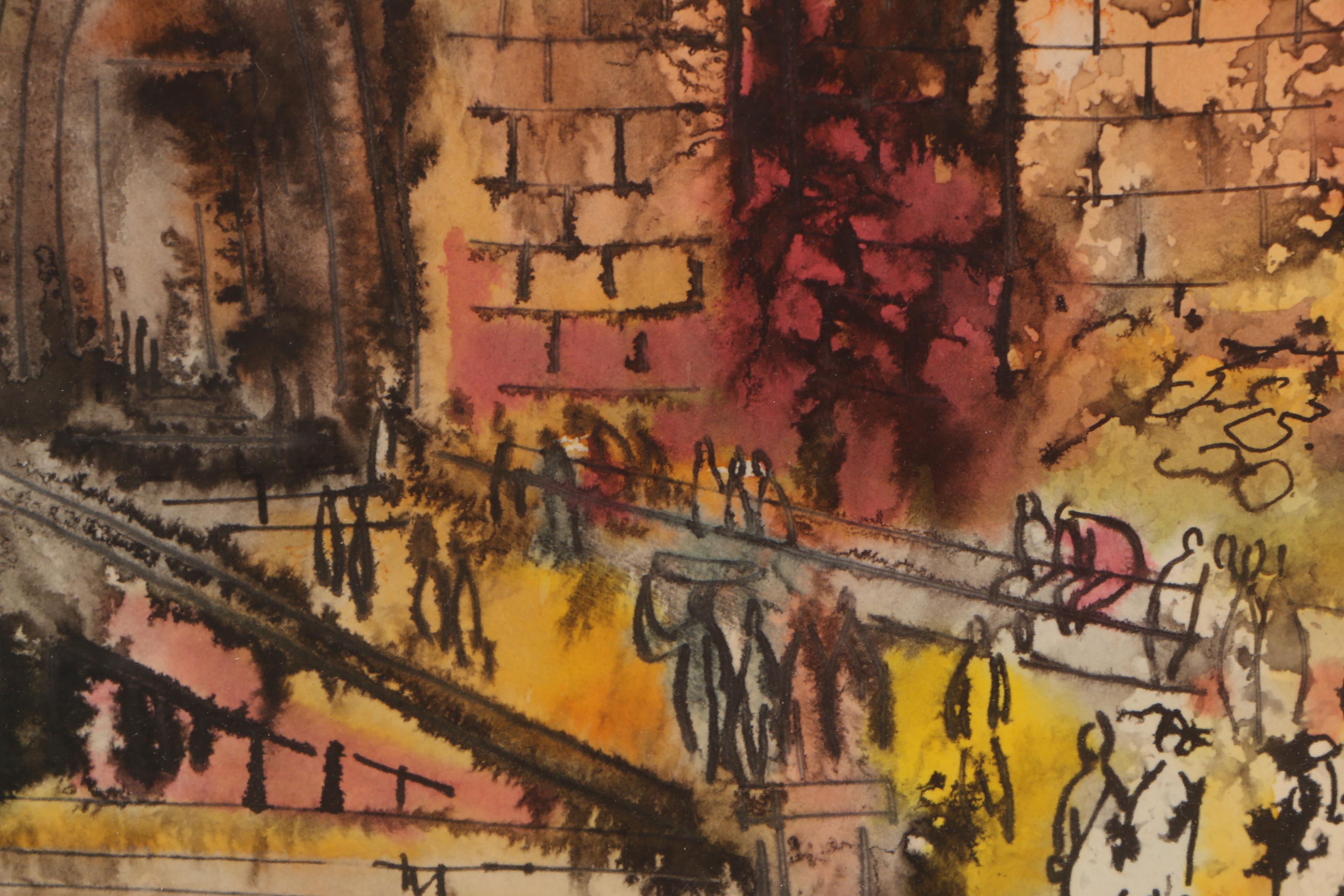 Yossi Stern Ink and Watercolor Painting