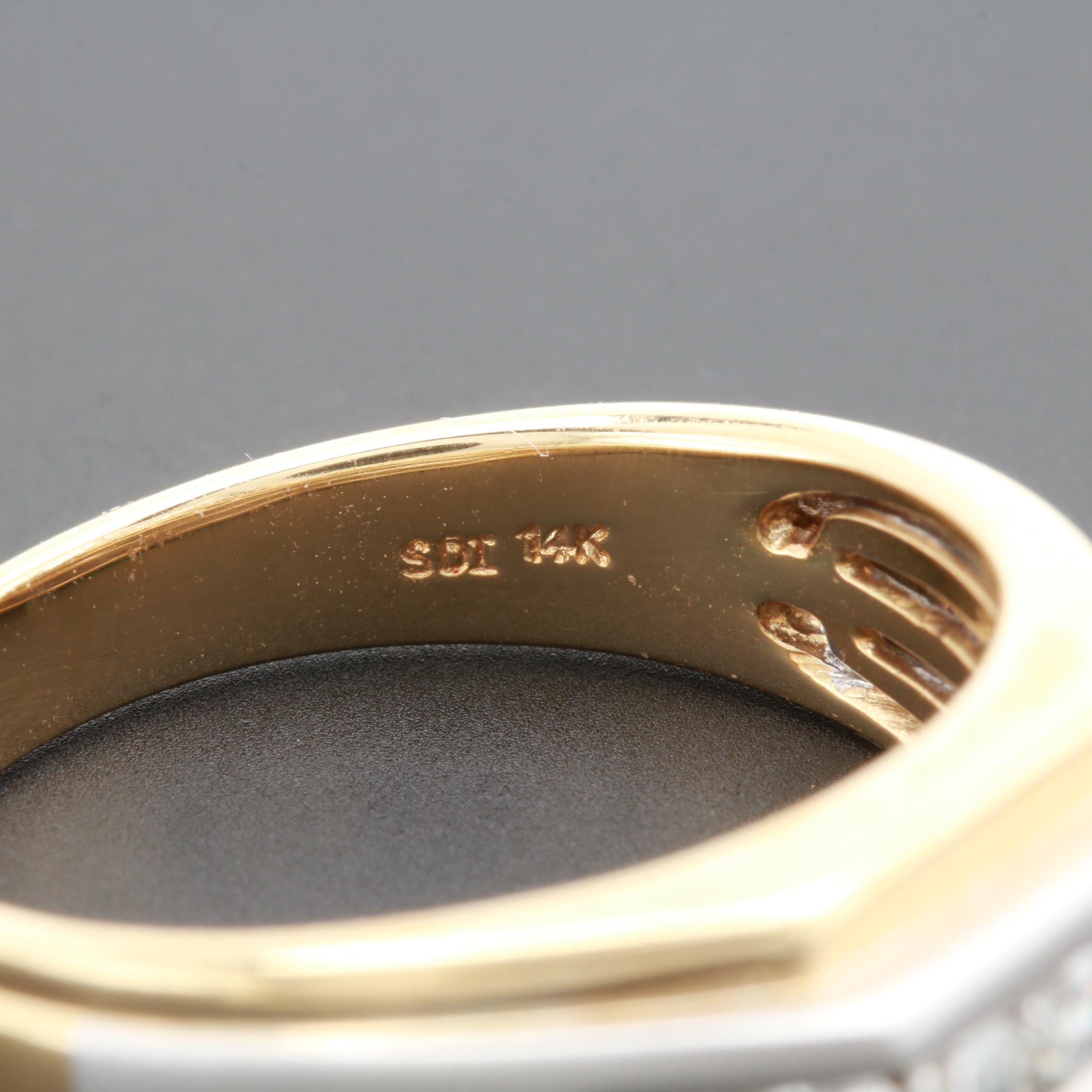 14K Yellow and White Gold Diamond Ring