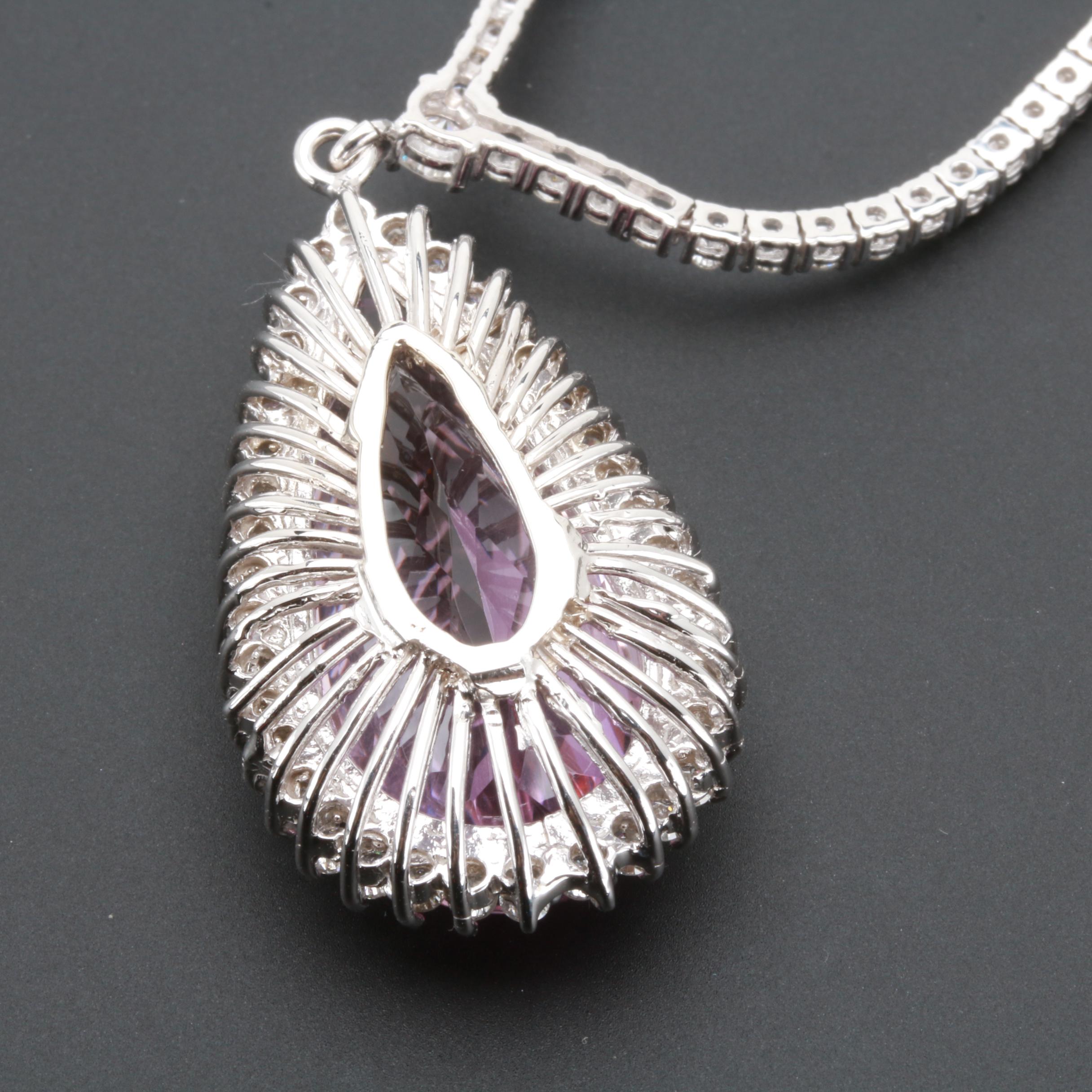 14K and 18K White Gold 20.99 CT Kunzite and 4.00 CTW Diamond Pendant Necklace