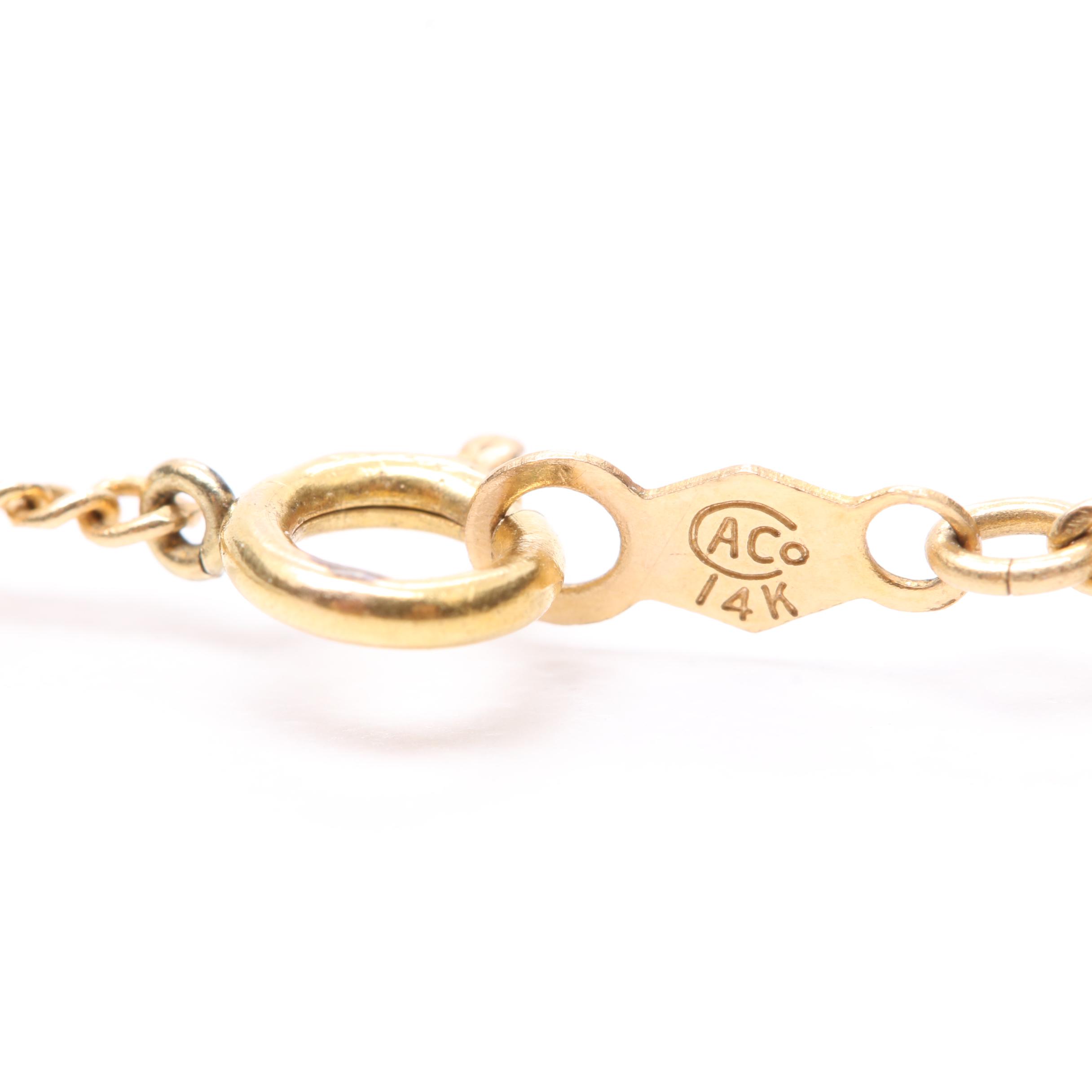 14K Yellow Gold Jadeite and Cubic Zirconia Buddha Pendant Necklace