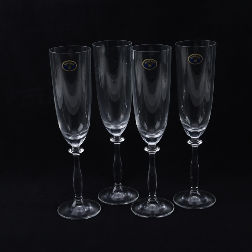 Bohemian Crystal Champagne Flutes