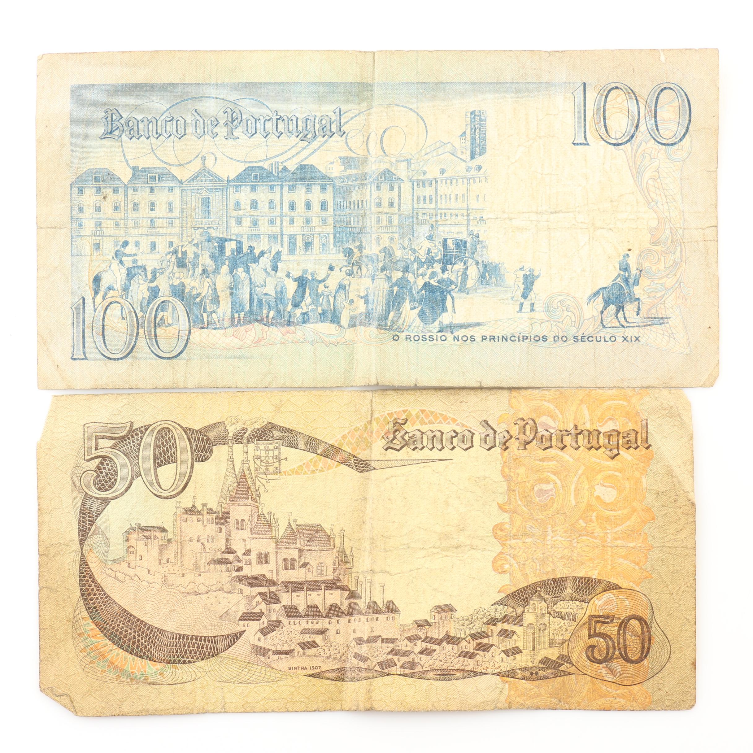 Group of Vintage Portuguese Coins and Currency