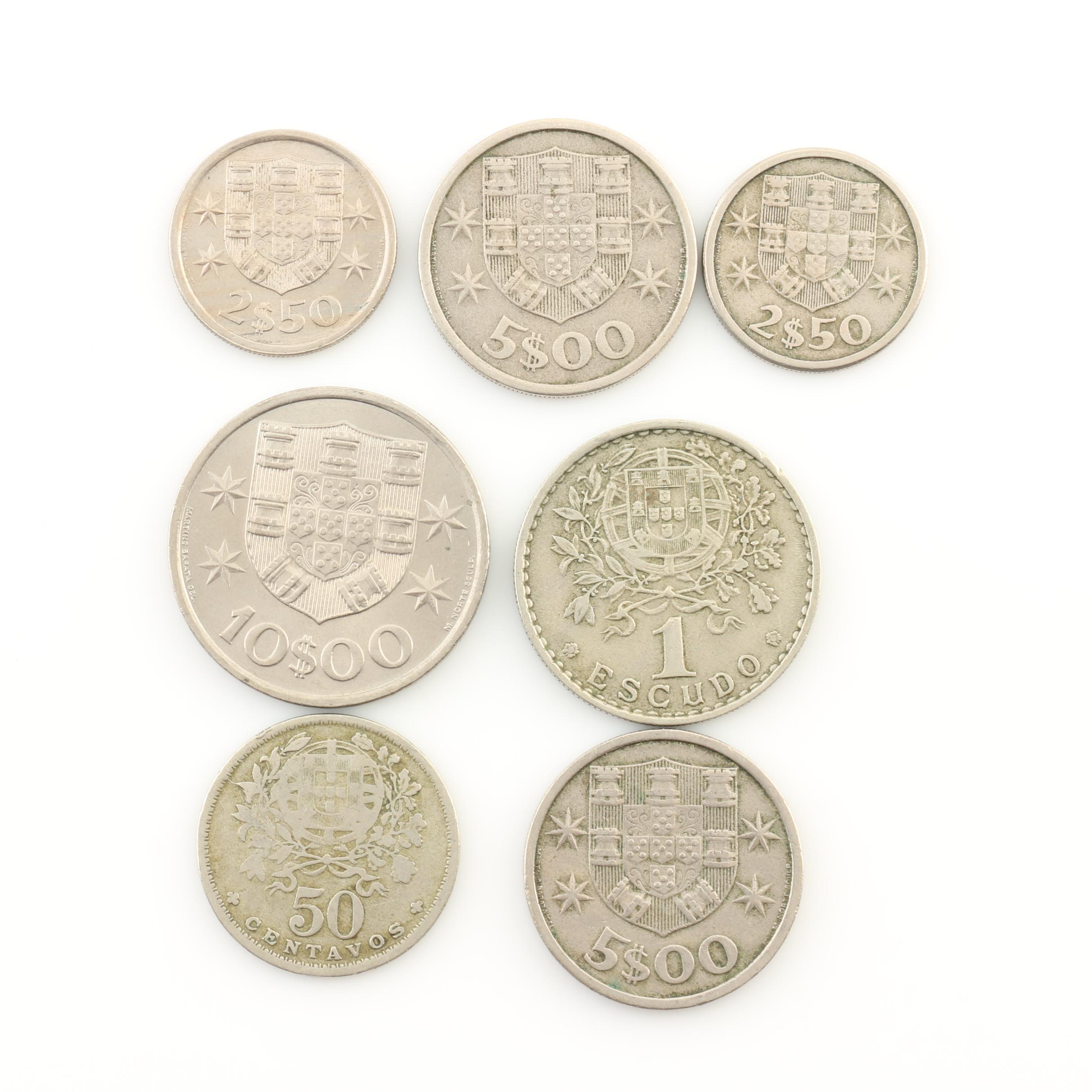 Group of Vintage Portuguese Coins and Currency