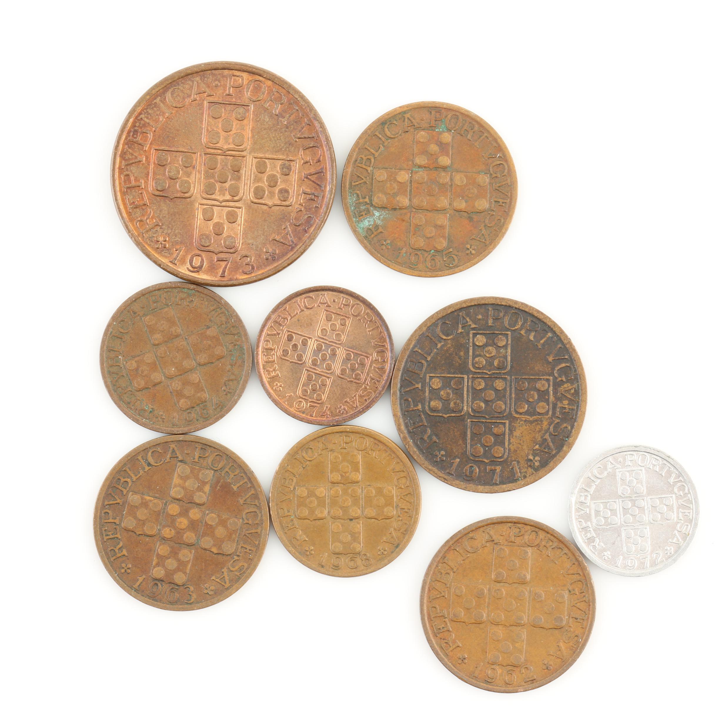 Group of Vintage Portuguese Coins and Currency