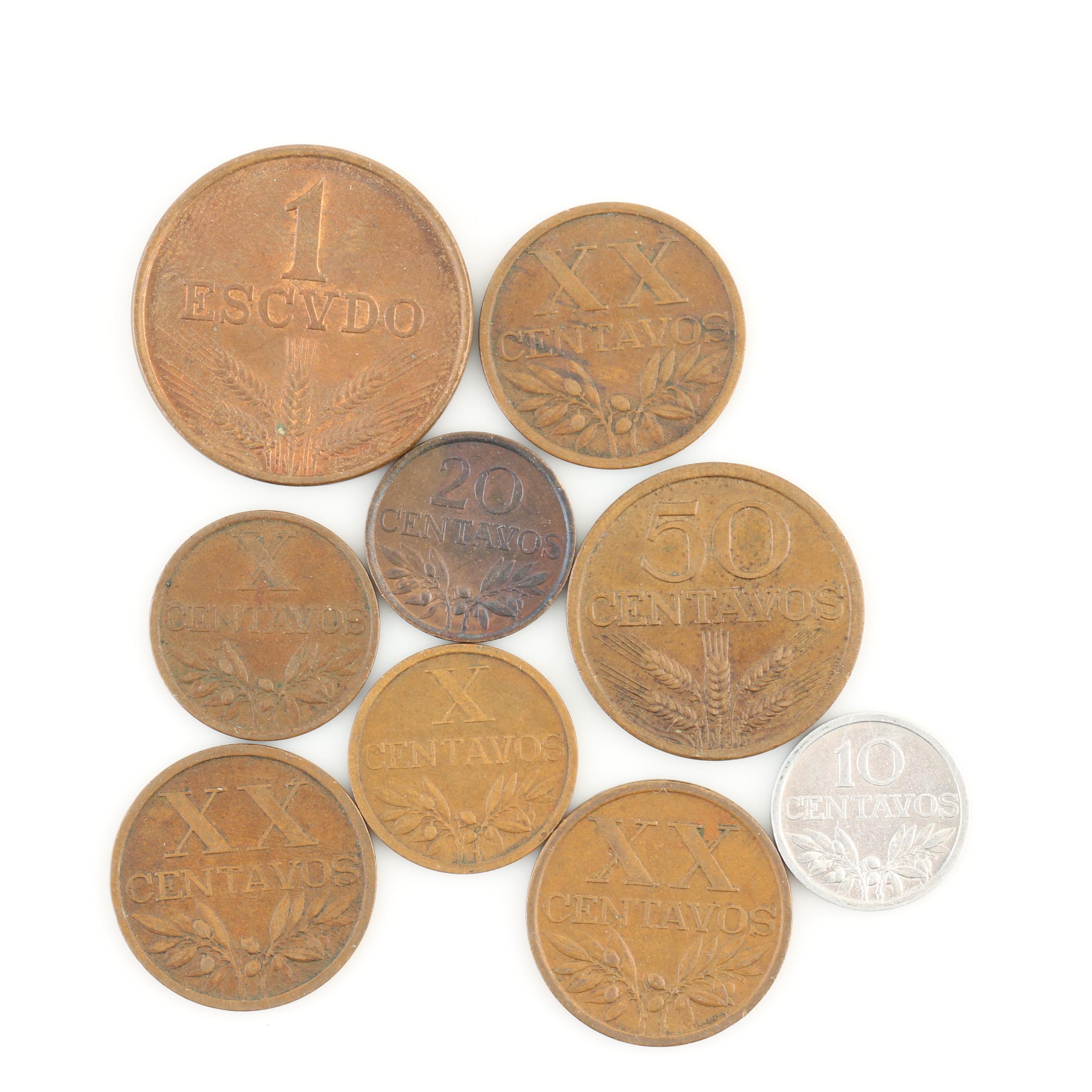 Group of Vintage Portuguese Coins and Currency