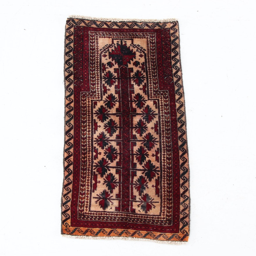 Vintage Hand-Knotted Baluch Wool Prayer Rug