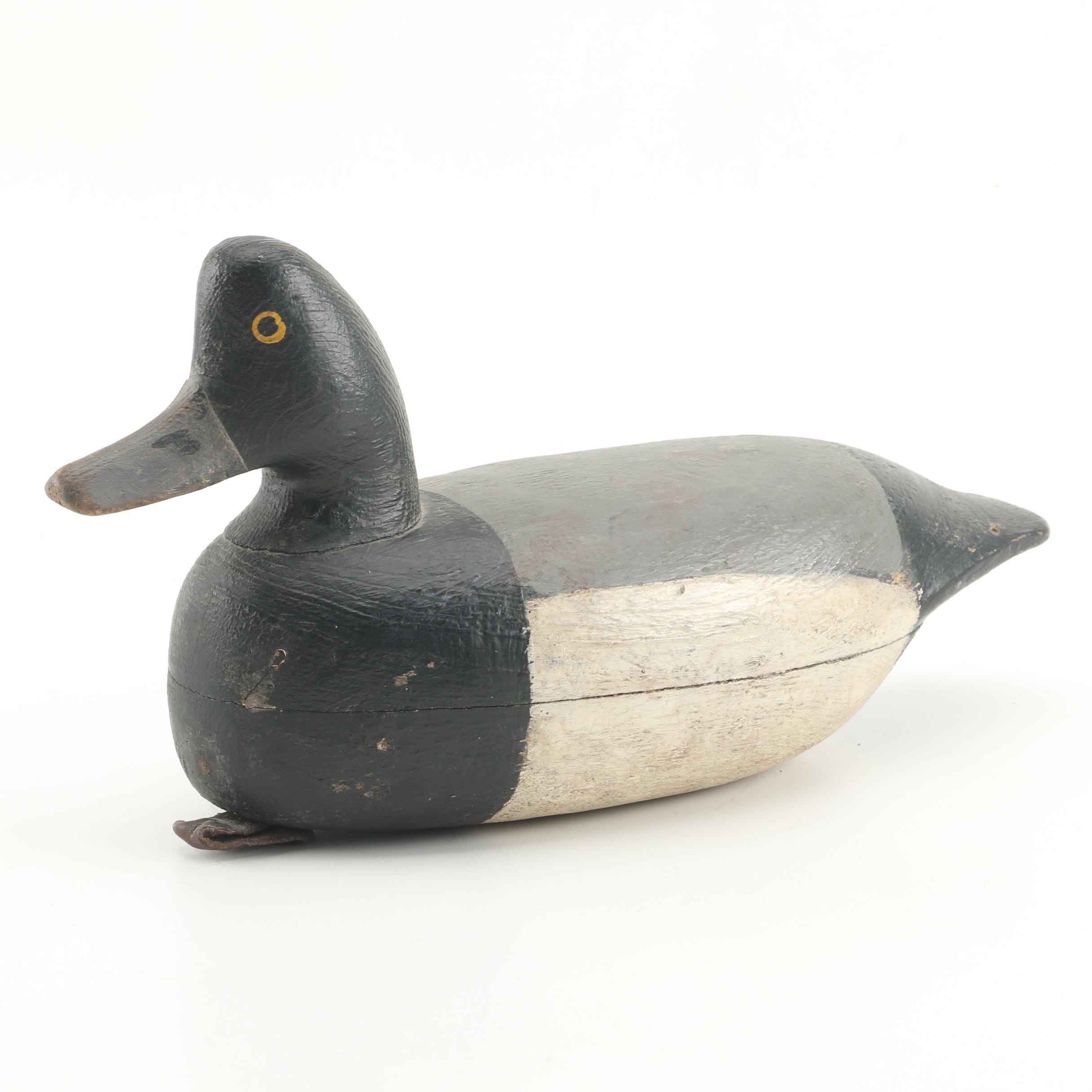 Ruben Corliss Bluebill Drake Painted Wood Duck Decoy