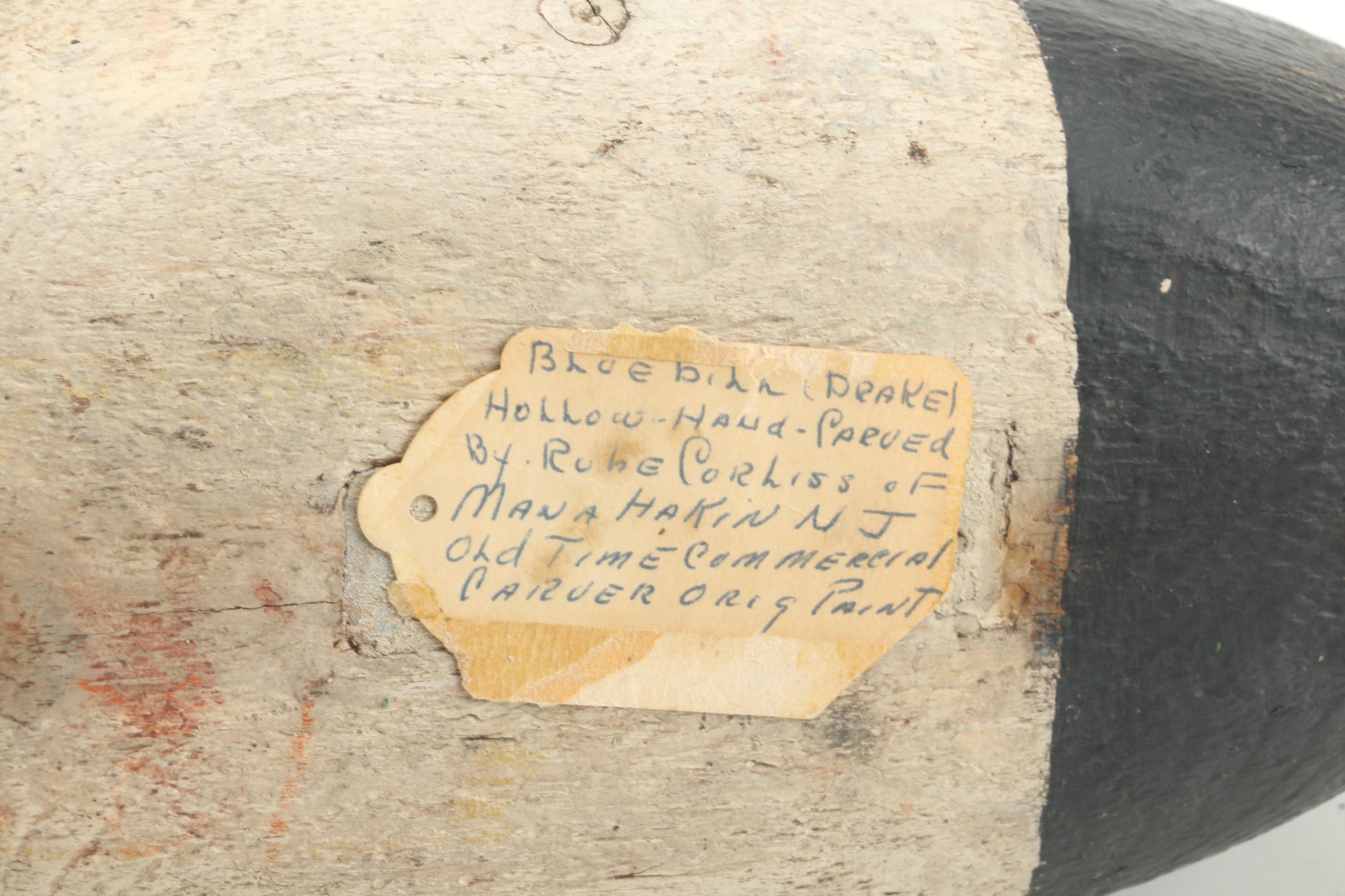 Ruben Corliss Bluebill Drake Painted Wood Duck Decoy